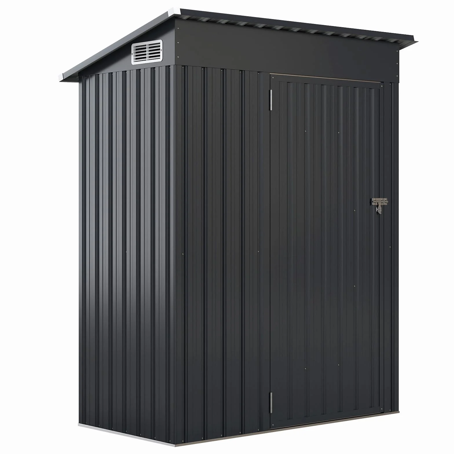 COSTWAY Domek ogrodowy metalowy, 150 x 90,5 x 185 cm | 1,5 m³, z dachem jednospadowym i drzwiami, szopa