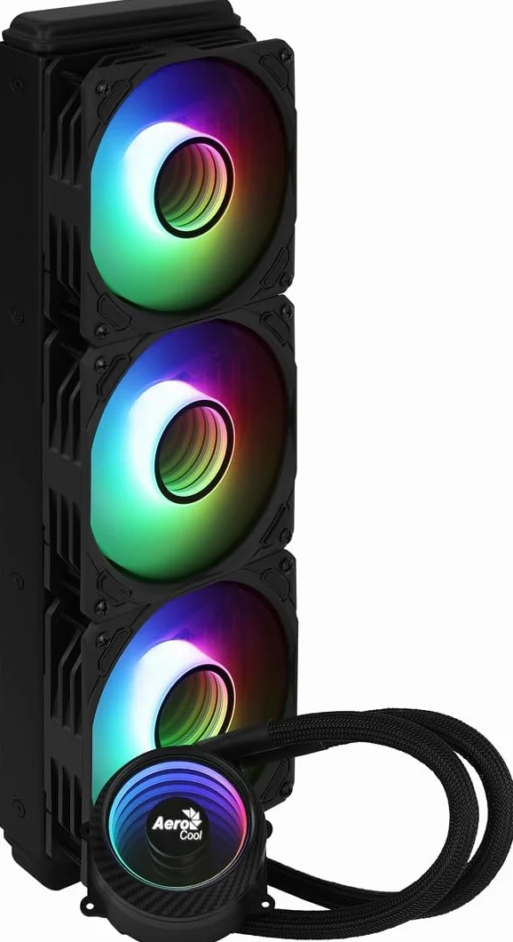 Aerocool MIRAGEL360, Chłodzenie Cieczą CPU, 3 Wentylatory ARGB 12cm, TDP 550W, Czarny