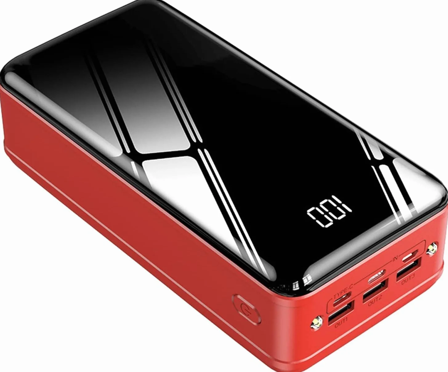 Wodoodporna 5000 Mah Ogromna Pojemność Zewnętrzna Bateria Przenośna Ładowarka 3 Wyjście 3 Wejście Szybkie Ładowanie dla smartfonów, tabletów, konsol do gier (kolor : Czerwony)