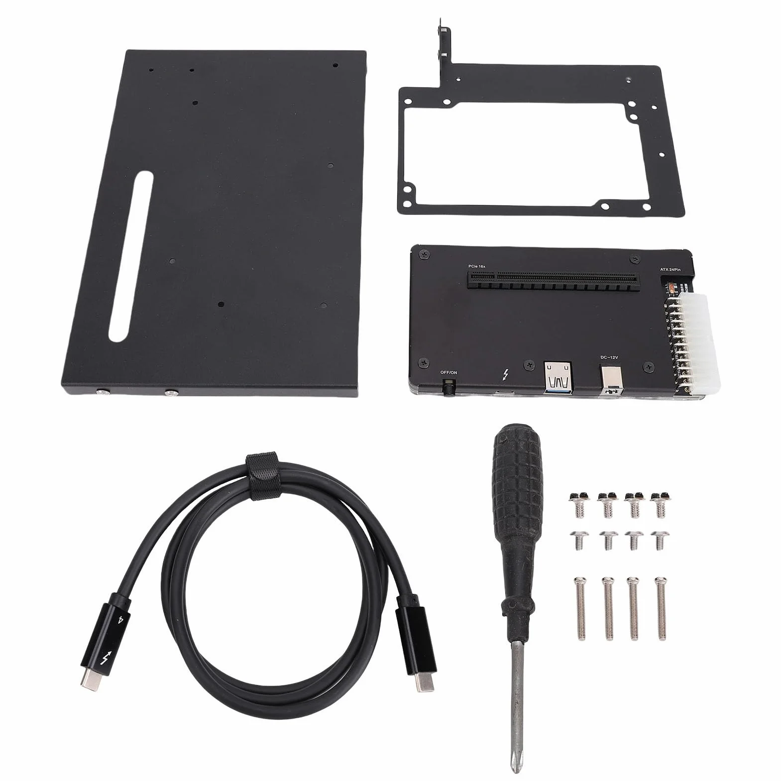 Luocute Stacja Dokująca Karty Graficznej, Zewnętrzna Stacja Dokująca GPU z Gniazdem PCIE 16X Interfejs ATX24Pin Kabel Danych 1 M Wspornik ATX