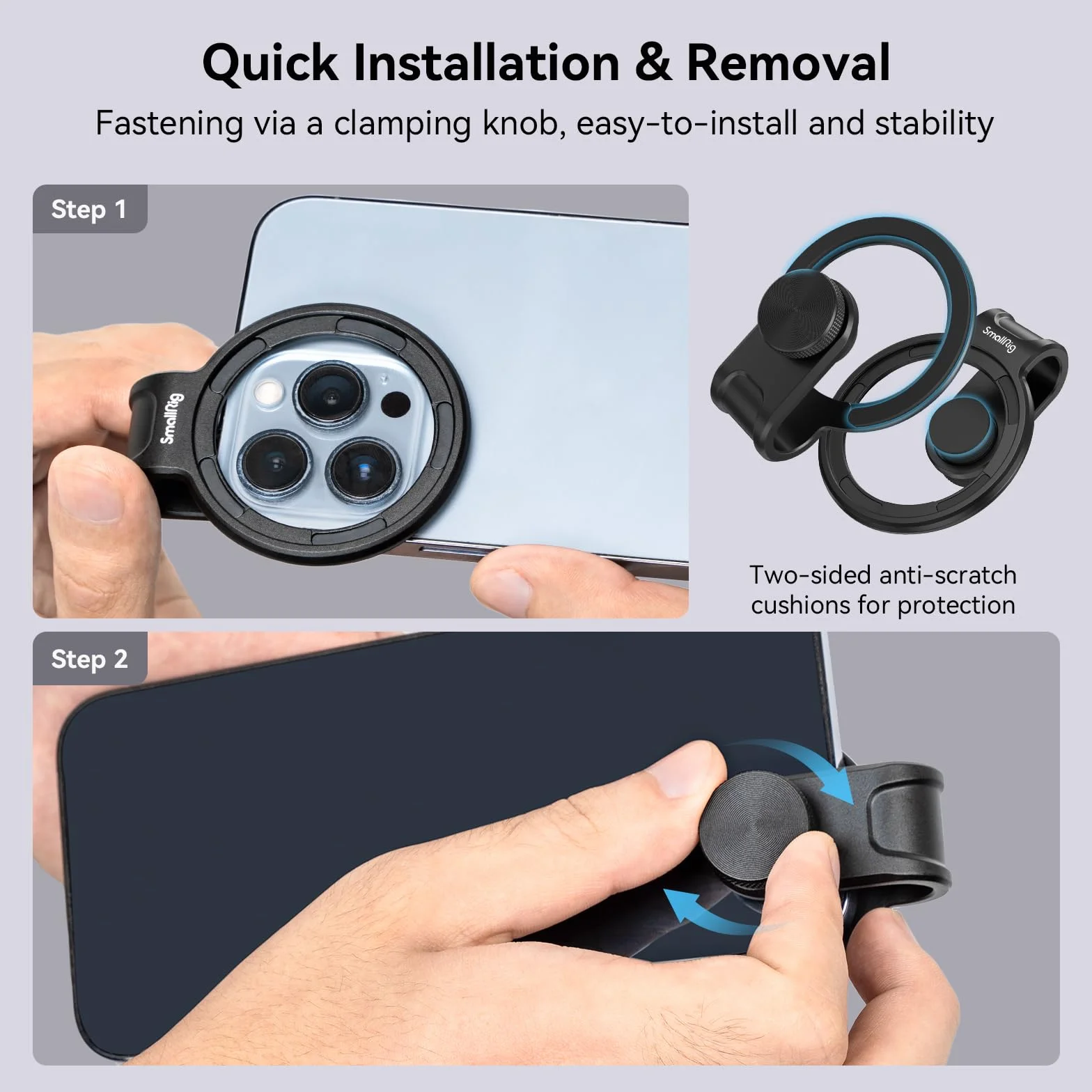 SmallRig 52mm Universal Magnetic Filter Adapter Ring, Magnes z Mechanizmem Szybkiego Uwalniania Ulepszony Pierścień Filtra Obiektywu Telefonu dla iPhone dla Samsunga dla Huawei dla Pixel - 3845B