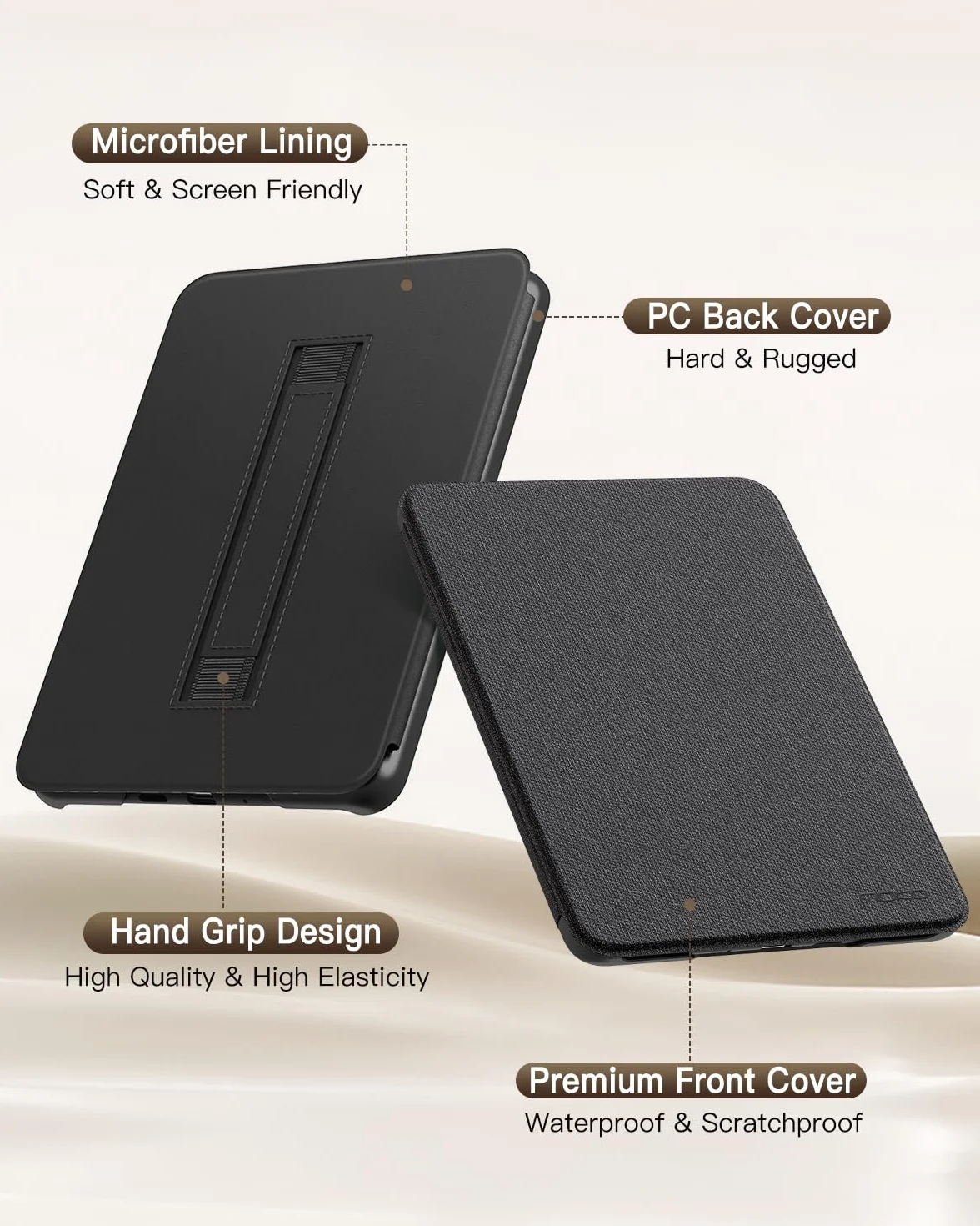 MoKo Case for 7" Kindle Paperwhite 12th Gen 2024 & Colorsoft, Denim Black | Compatible with Kindle Colorsoft Signature Edition 2024, Lightweight Cover with Hand Strap, Auto Wake/Sleep
