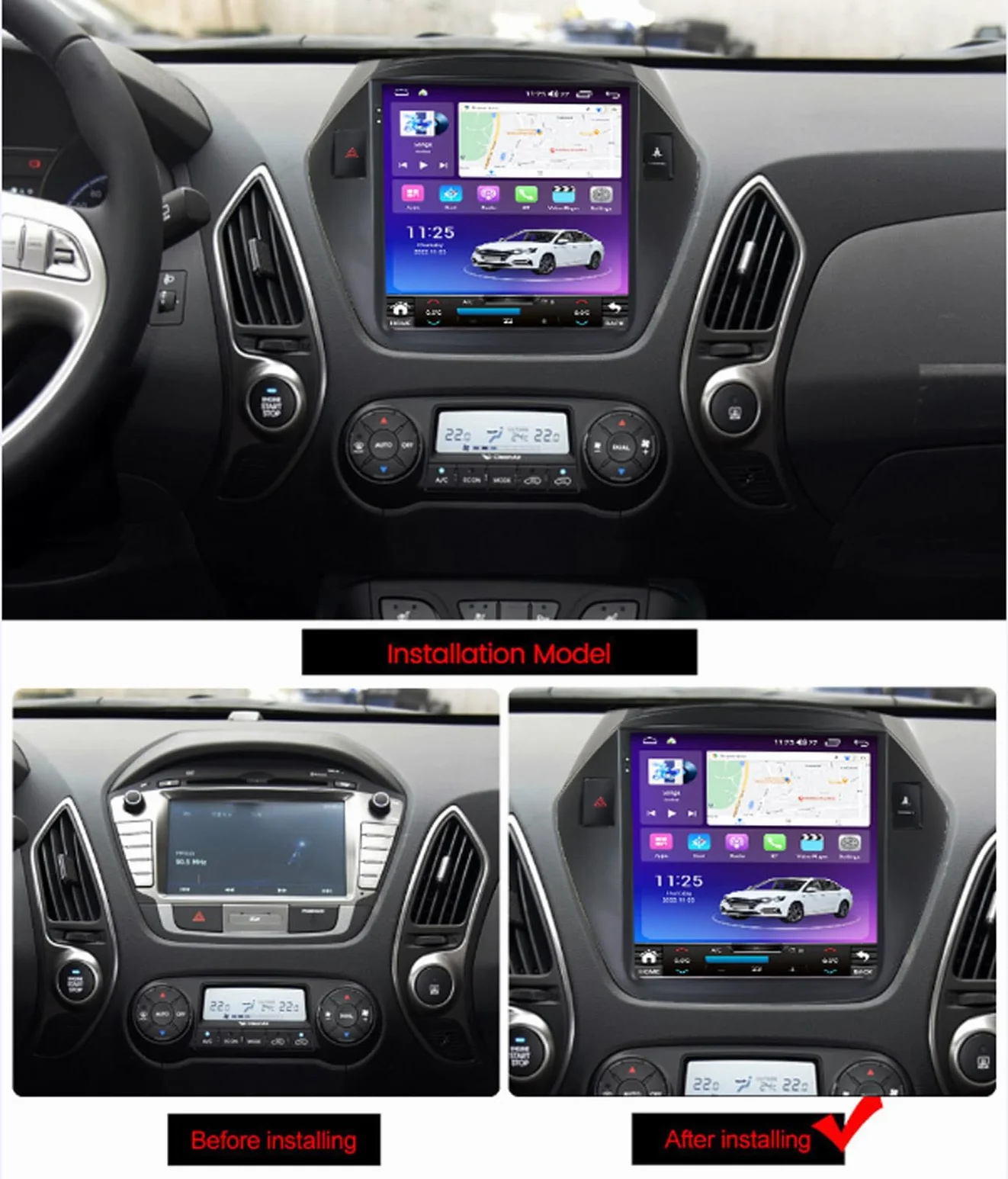 Android 15 Qualcomm Car Radio dla H-yundai IX35 Tuscn (2010-2015) Wymiana Stereo Head Unit 9,7" QLED Touchscreen z Carplay GPS Nawigacją Multimedia Player DSP,M400s