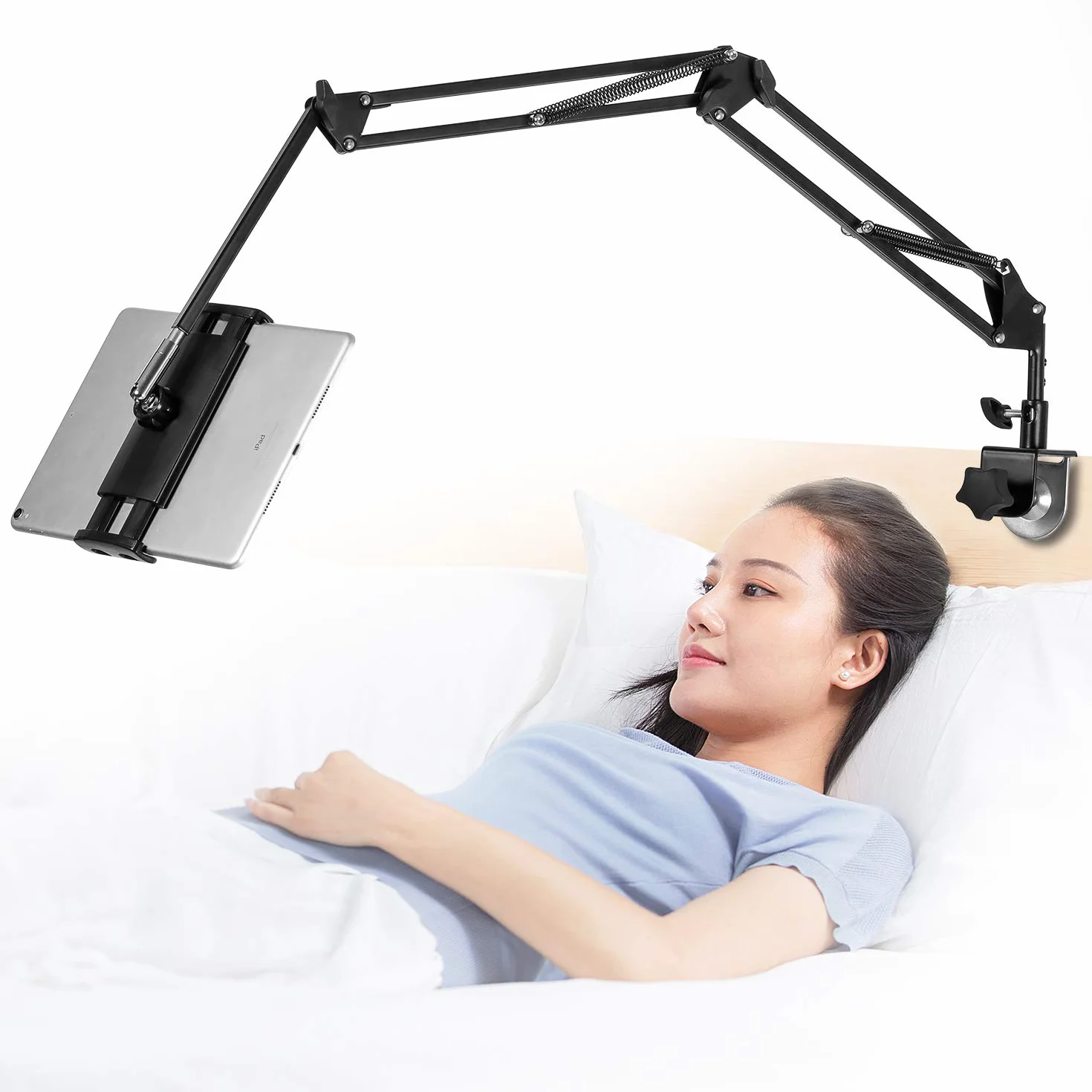 Regulowany stojak na tablet, składany stojak na tablet do łóżka, aluminiowy, uniwersalny, elastyczny uchwyt na tablet z obrotem o 360 stopni, do iPada/iPhoneX/iPada Pro/N-Switch lub innych urządzeń o
