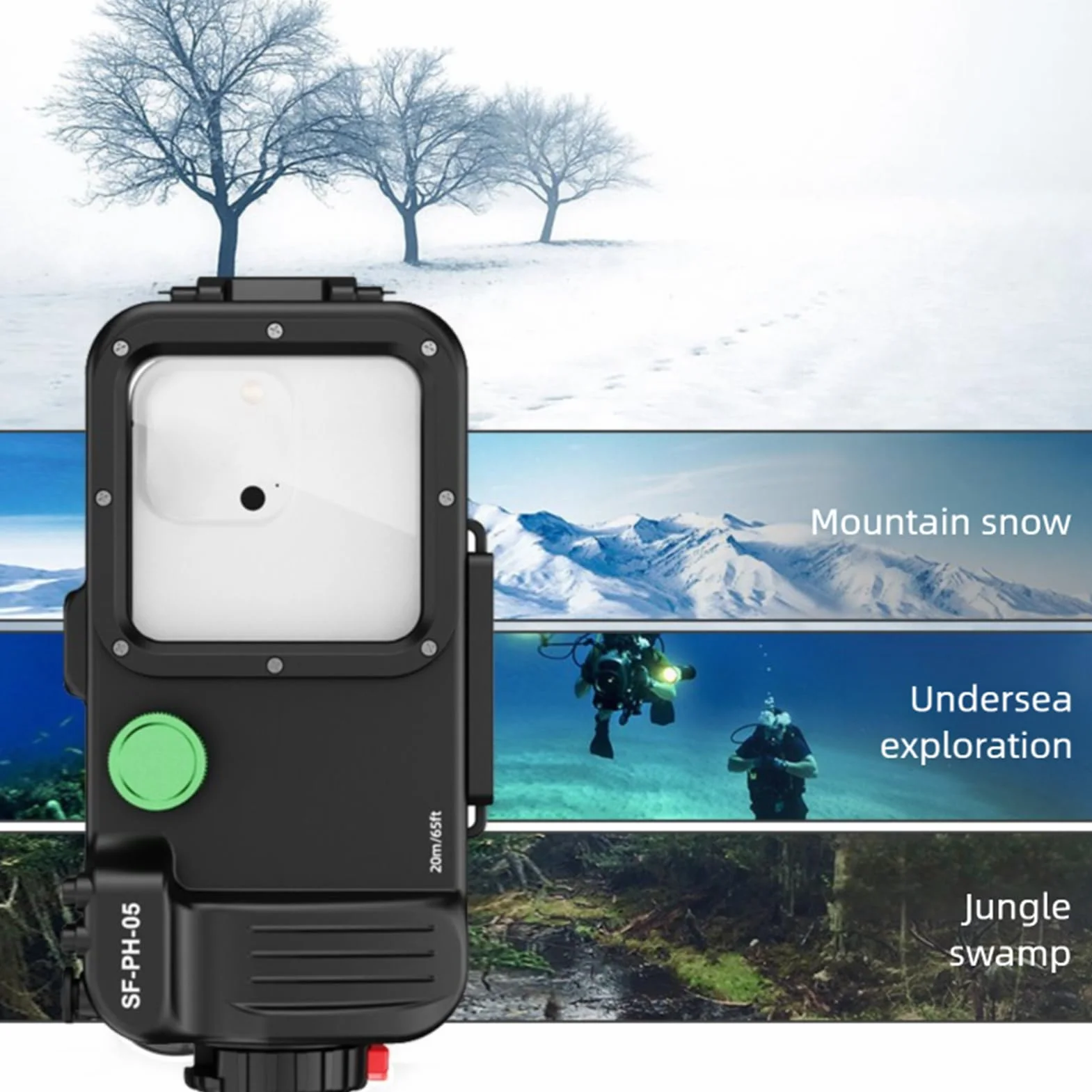 Luocute Podwodne Nurkowanie Snorkeling Etui na Telefon do IOS 13 14 15 16 17 Pro 20m Wodoodporne Podwodne Nurkowanie z rurką Etui na Telefon, Profesjonalna Obudowa do zdjęć z Nurkowania