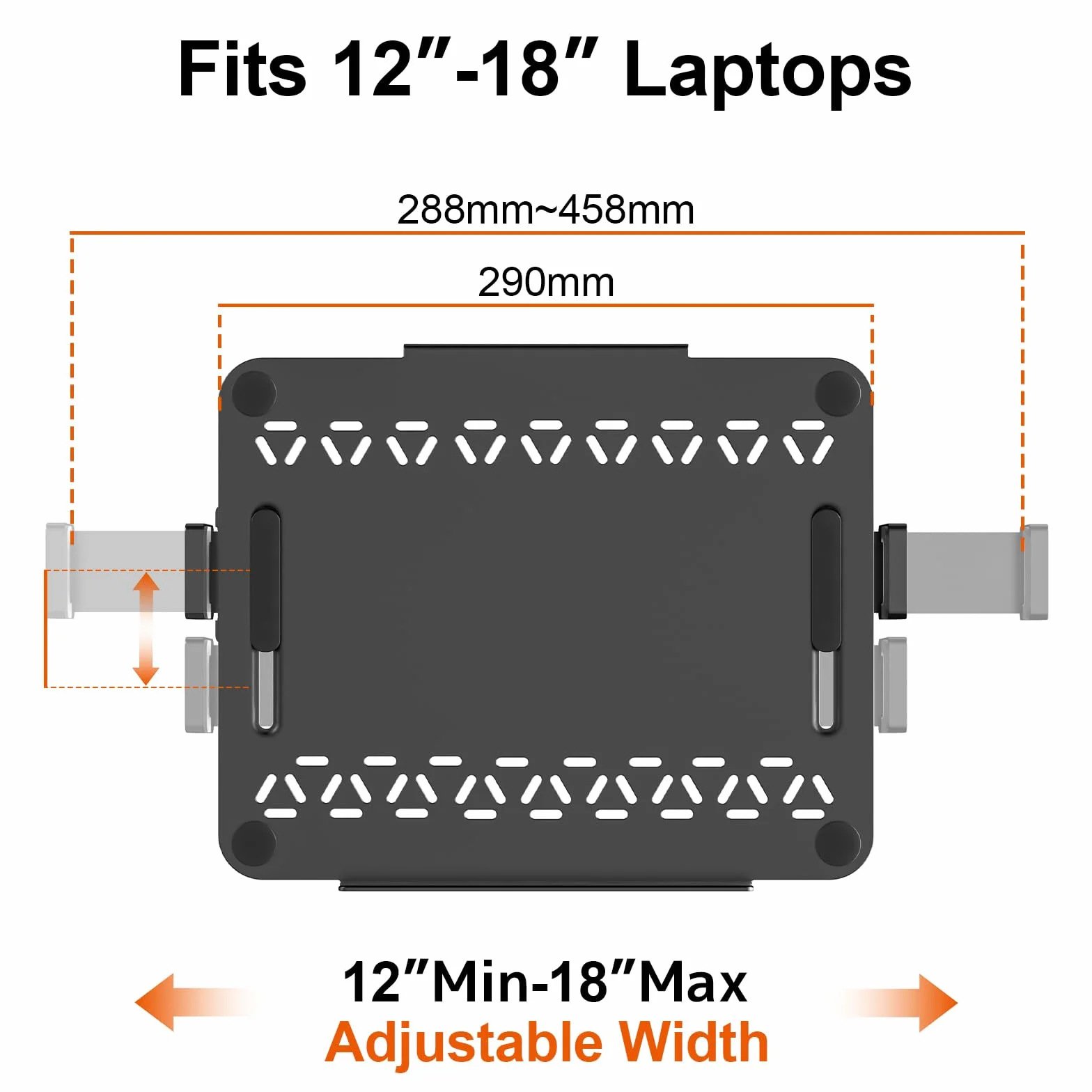 PUTORSEN Metalowy uchwyt VESA laptopów o przekątnej ekranu od 12-18 cali i wadze do 9 kg, podstawka pod laptopa z wentylacją do ramienia monitora, VESA 75/100