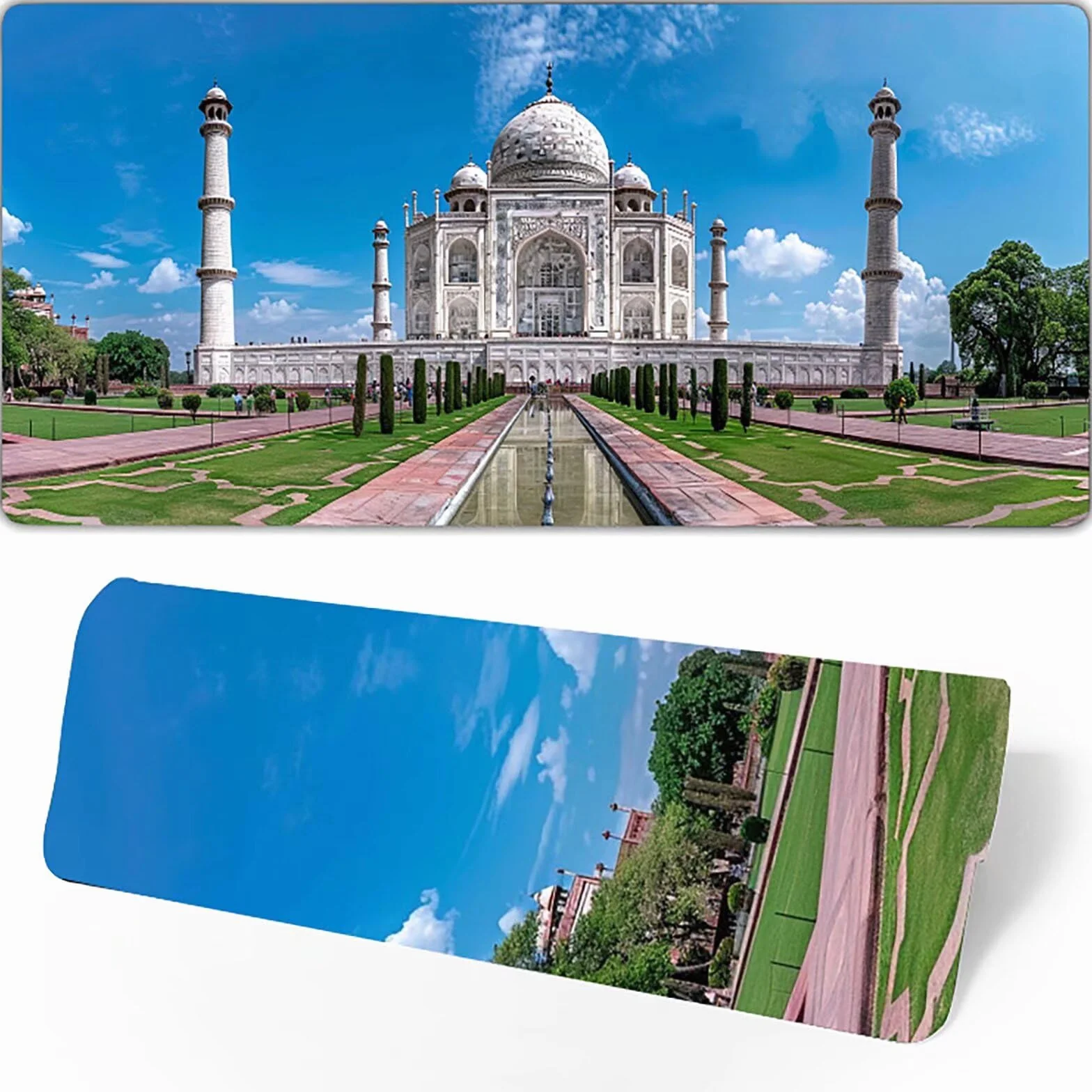 Gamingowa podkładka pod mysz, niebieska, XXL, 1400 x 600 x 3 mm, XXL, podkładka pod mysz, Taj Mahal, akcesoria dla graczy, z antypoślizgową podkładką, wodoszczelna i trwała, do ozdabiania myszy i