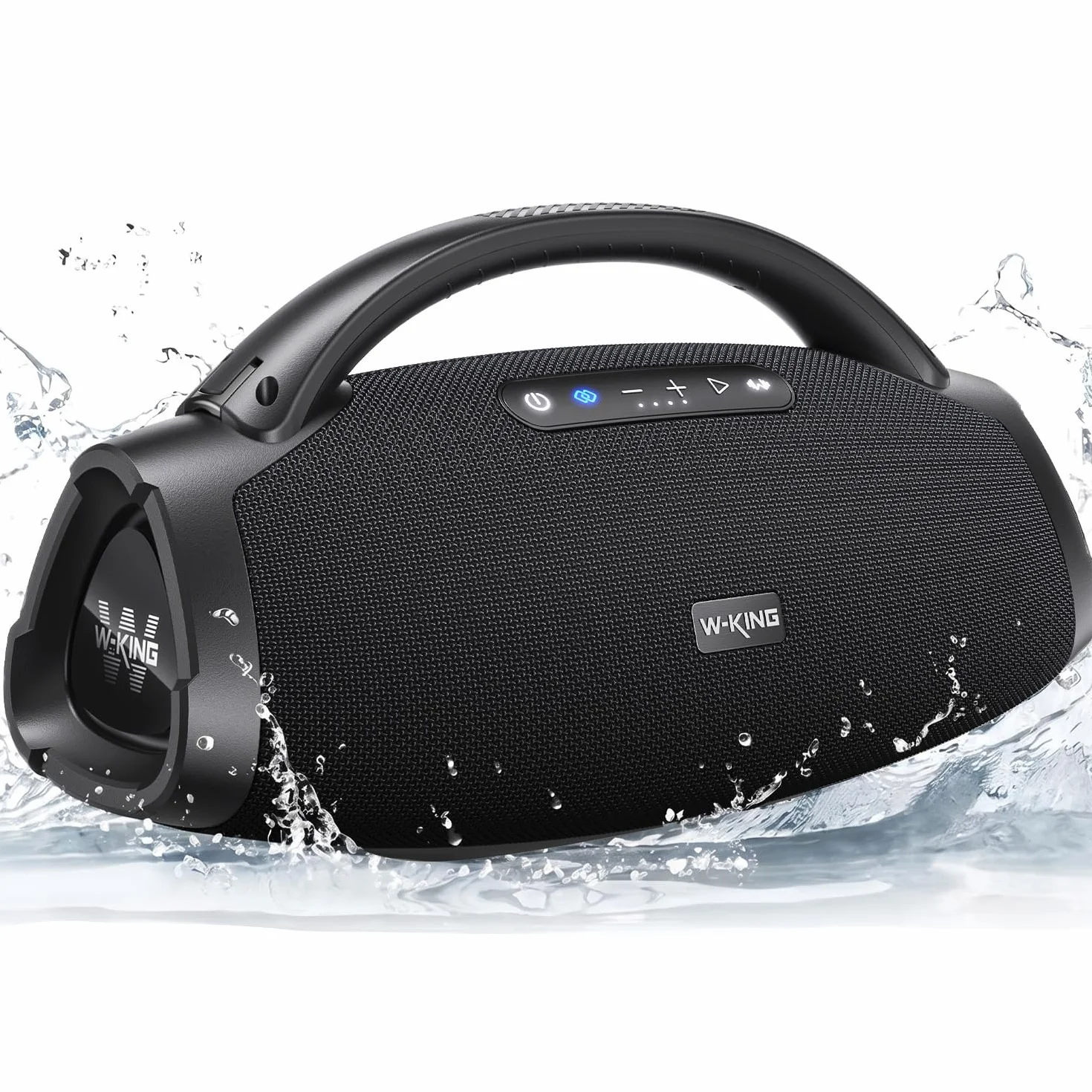 200W RMS Głośnik Bluetooth, W-KING 300W Szczyt Głośny Przenośny Boombox Super Bass/Szybkie ładowanie Bluetooth Box, IPX7, Subwoofer/EQ, Wejście Gitarowe/USB/AUX