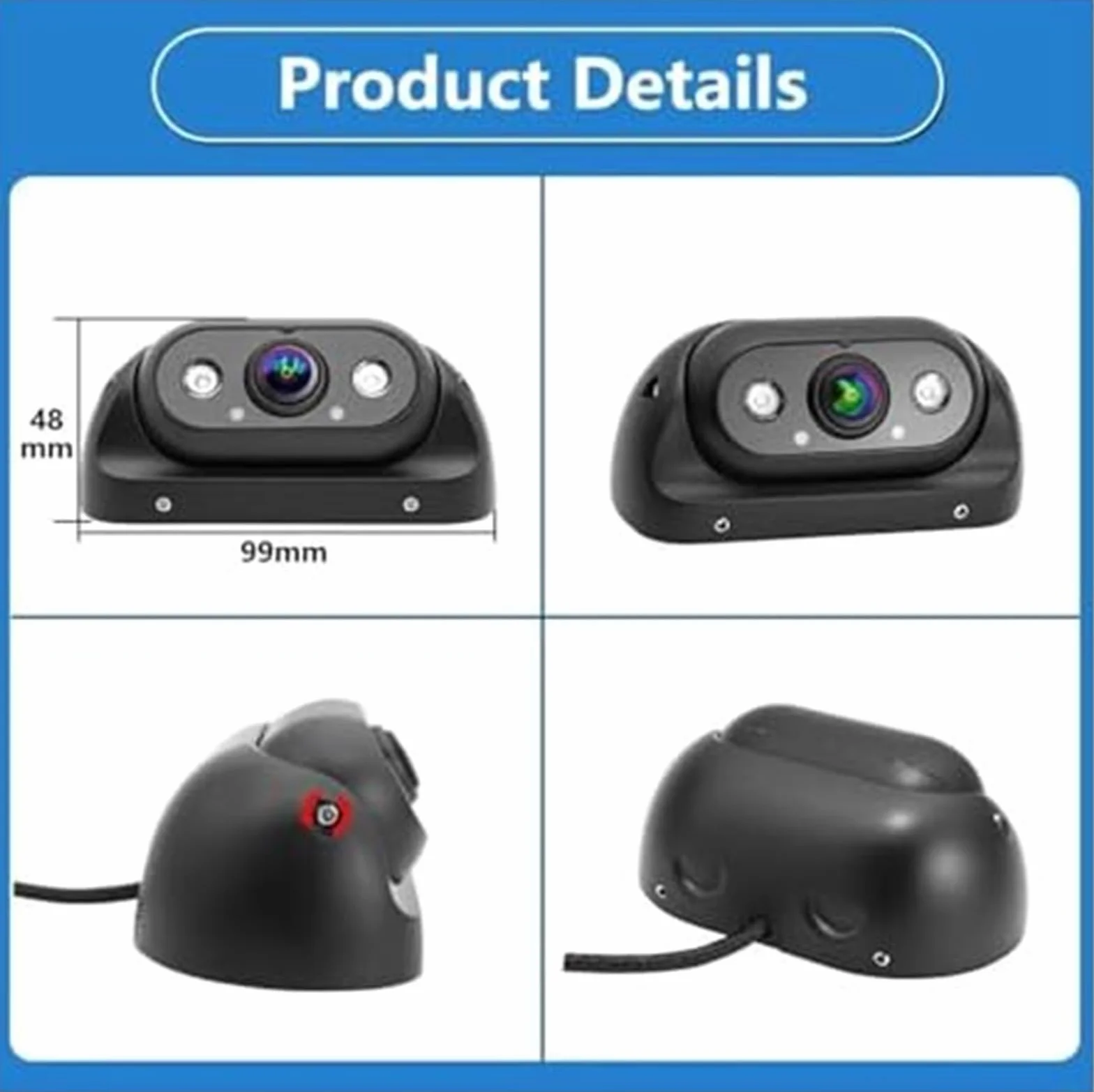 Tylna kamera samochodowa Kamera tylna Cvbs Ahd 1080P Samochód, dla monitorowania autobusów ciężarowych Night Vision Cofanie 12-24 V(BLACK 4 PIN)