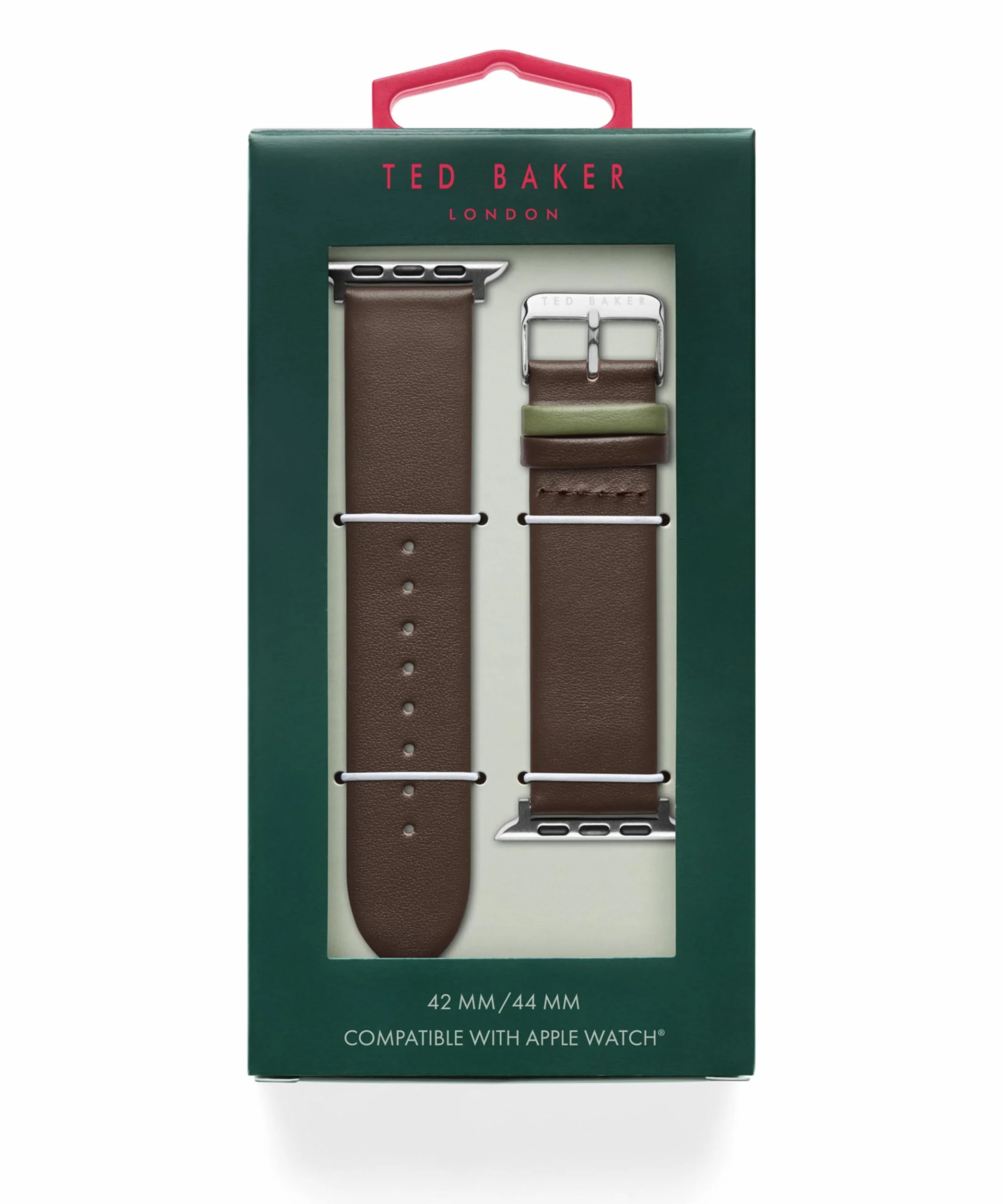 Ted Baker Zegarek męski ze skórzanym paskiem BKS42F136B0, Brązowy, Jeden rozmiar, Skórzany jasnozielony pasek do smartwatcha Keeper kompatybilny z paskiem zegarka Apple 38 mm, 44 mm