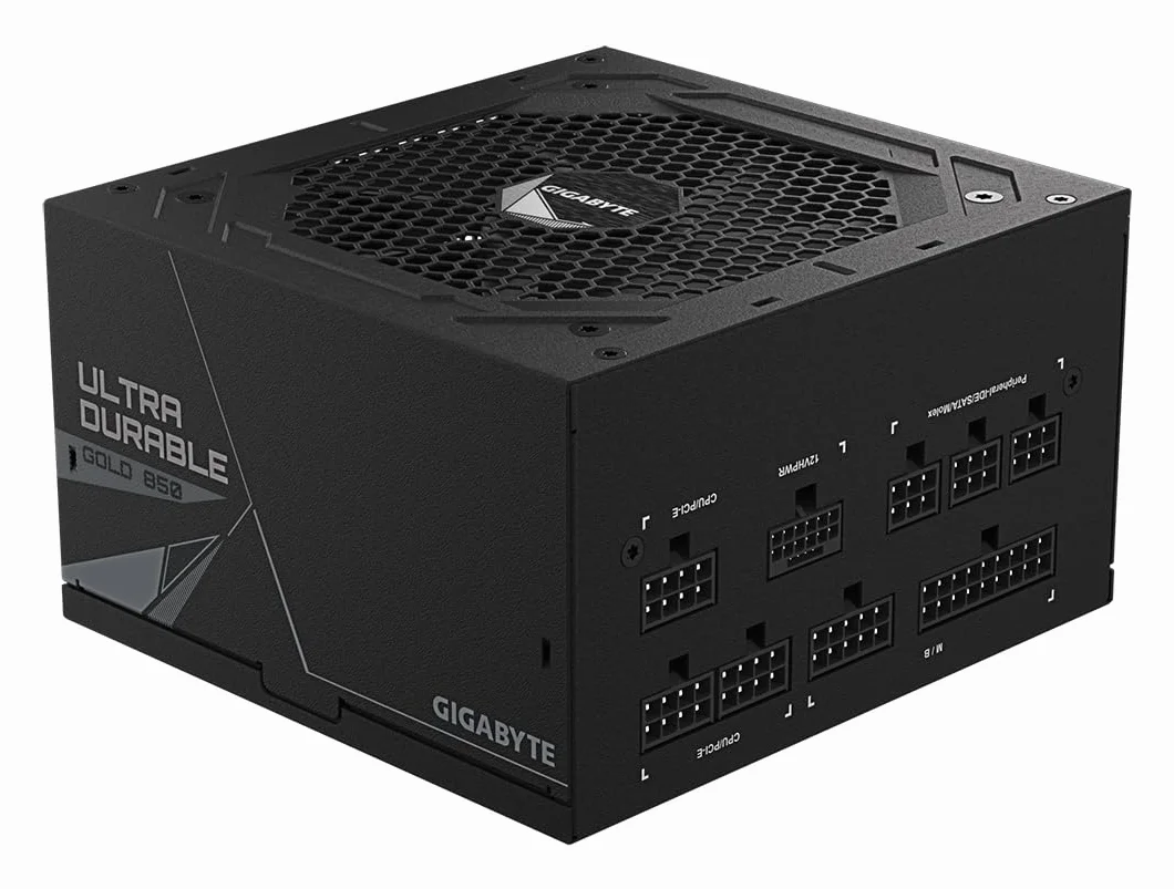 GIGABYTE UD850GM PG5 V2 zasilacz - PCIe Gen 5.0, 80 PLUS Gold, w pełni modułowa konstrukcja, wentylator 120 mm, kompatybilny z ATX 3.0, wtyczka EU