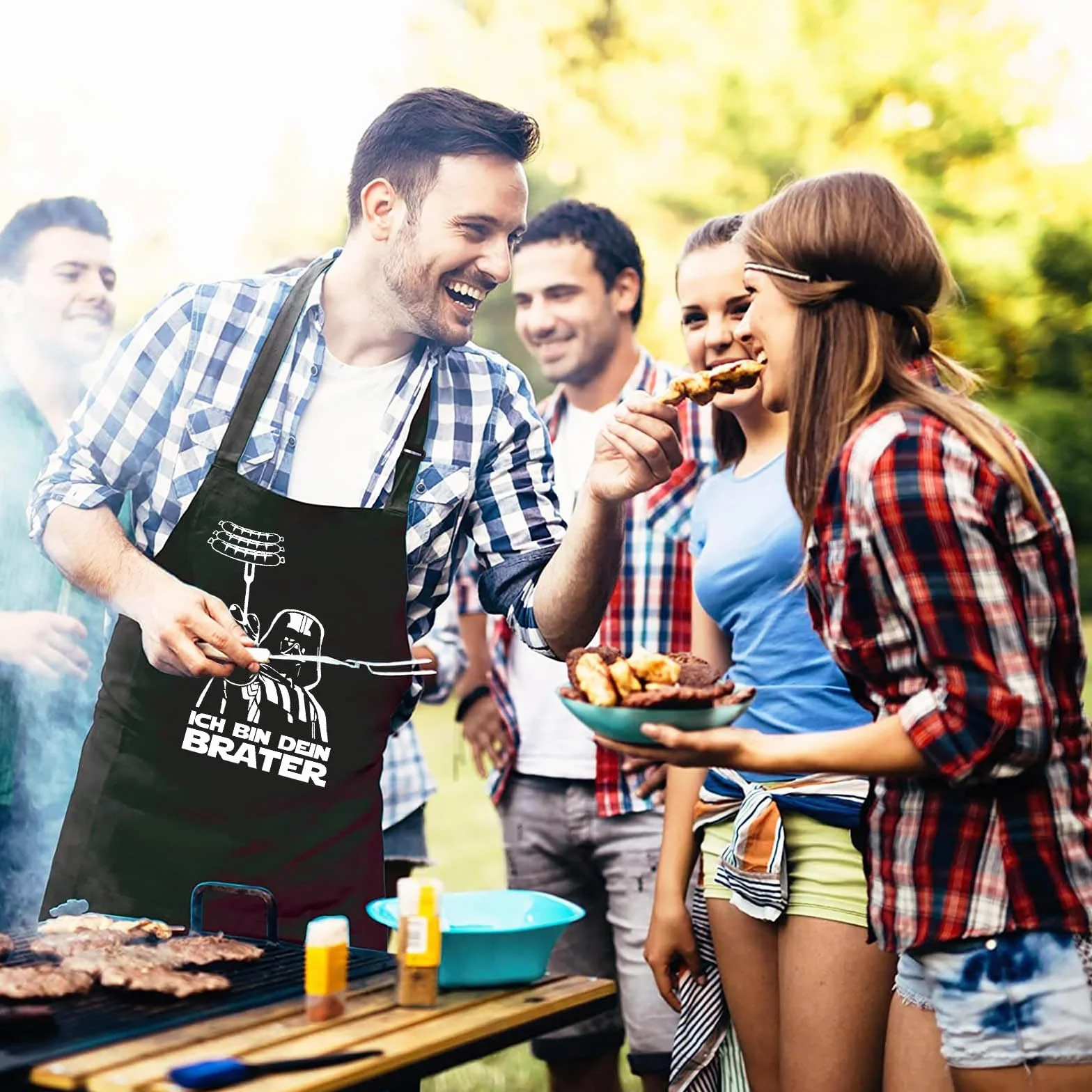 Fartuch do grillowania dla mężczyzn, fartuch kucharski, Star Wars, 2 kieszenie, zabawne prezenty dla mężczyzn, fartuch kuchenny dla mężczyzn, fartuch kuchenny dla mężczyzn, fartuch do