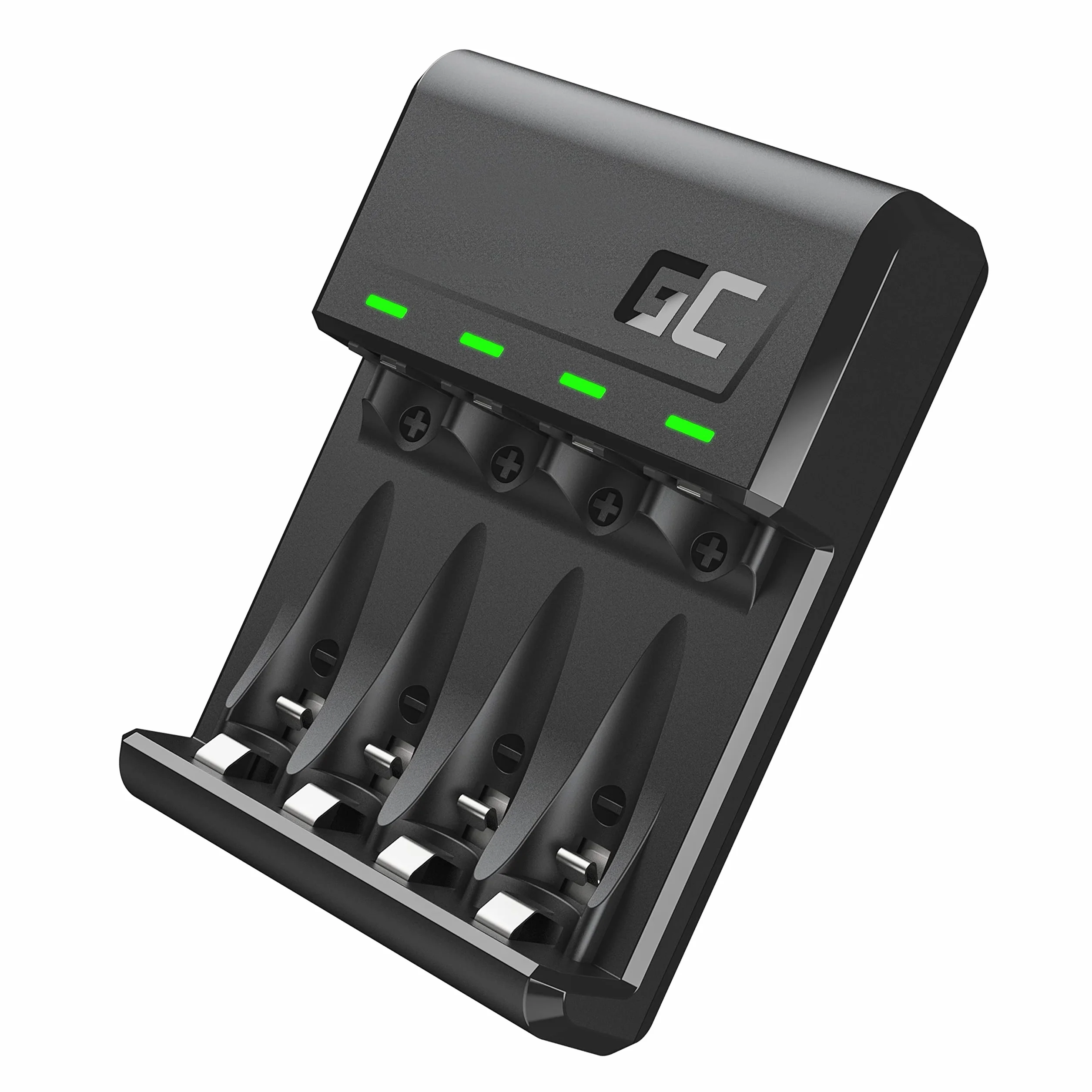 Green Cell Ładowarka akumulatorów VitalCharger Ni-MH AA R6 Mignon i AAA R03 z portami Micro USB i USB-C, 4-kanałowy system ładowania, sygnalizacja LED.