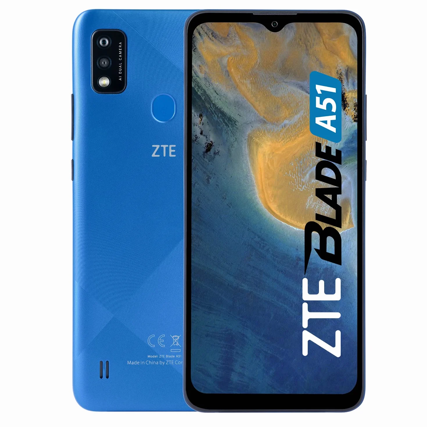 ZTE Blade A51 smartfon 6,52 cala HD + ekran, 13 MP + 2 MP Dual Camera, 2 GB + 32 GB pamięci, niebieski kolor.