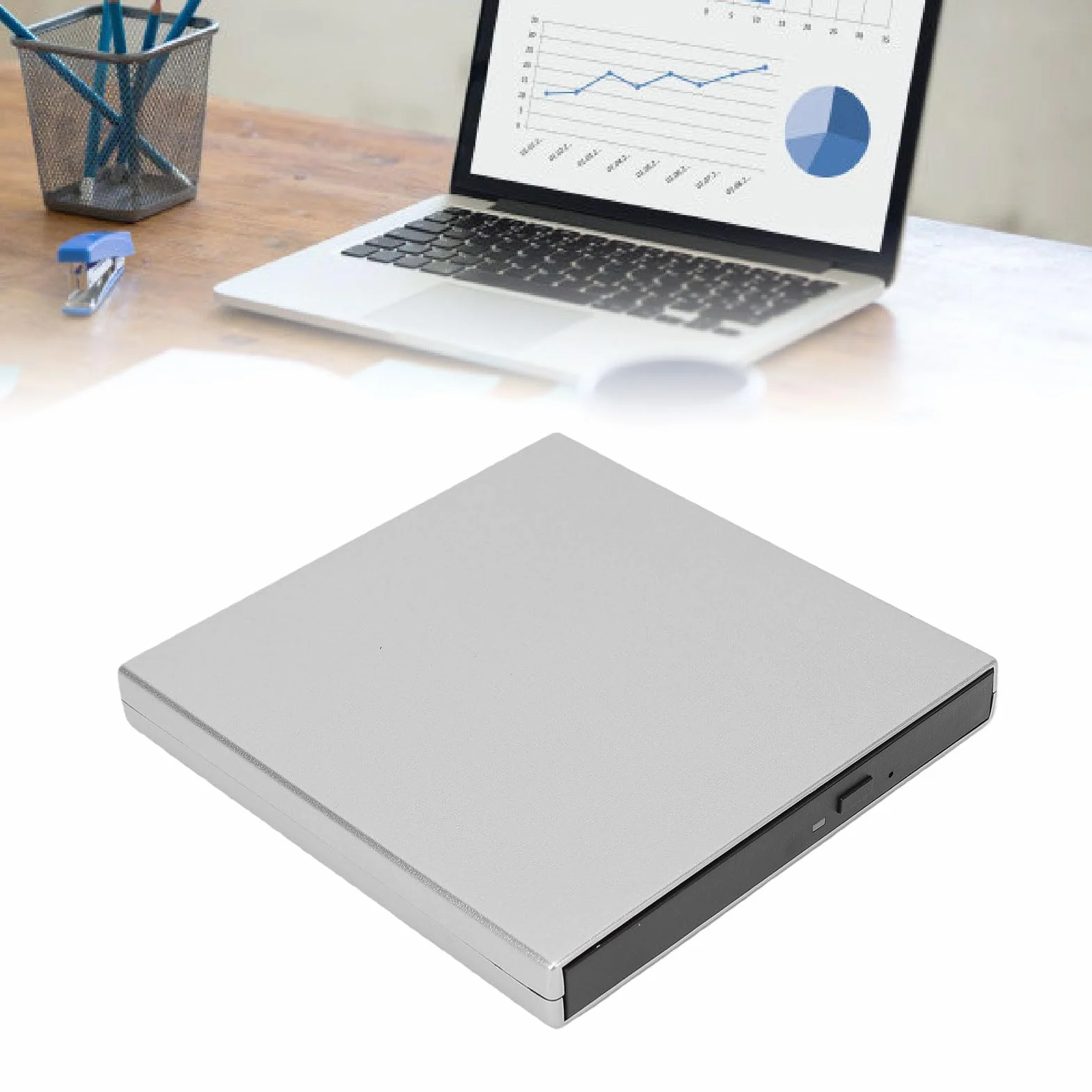 Fockety Zewnętrzny Napęd CD DVD 4K USB do Laptopa Stacjonarnego (BLACK) | Ultra Cienki, Plug & Play, Przenośny Odtwarzacz DVD CD ROM +/RW Odtwarzacz Dysków Optycznych Nagrywarka Czytnik Writer