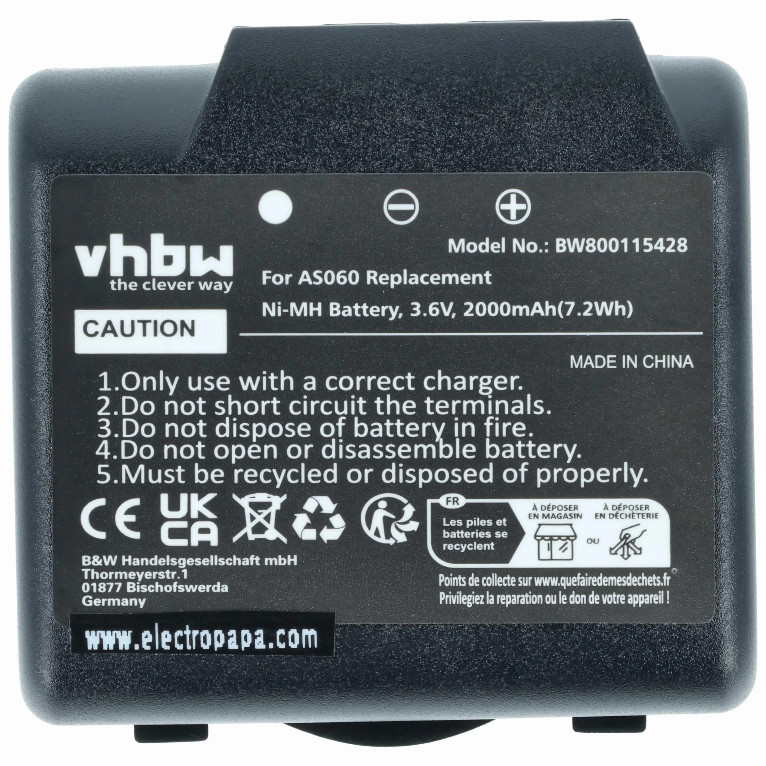 vhbw 5 x akumulator zamienny do IMET AS060, AS083 do przemysłowego pilota zdalnego sterowania radiowego (2000 mAh, 3,6 V, NiMH) - czarny
