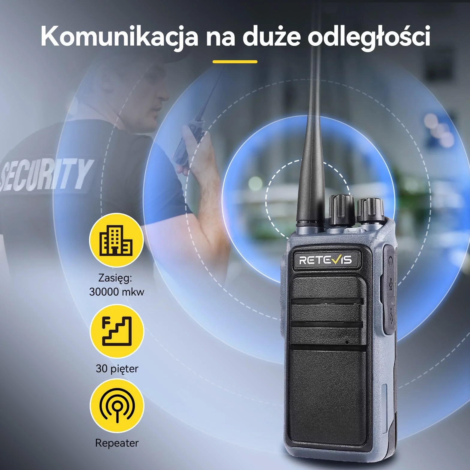 Retevis C64 Walkie Talkie Dwukierunkowa Redukcja Szumów, Dwupasmowe Radio Przenośne dla Dorosłych, Sterowane Językiem, Dwukierunkowe Radio Dużej Mocy do Jazdy na Rowerze, Wspinaczki (czarne,1 szt)