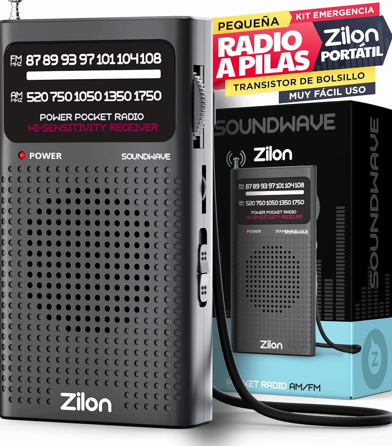 Radio kieszonkowe FM AM na baterie przenośne małe z głośnikiem i słuchawkami