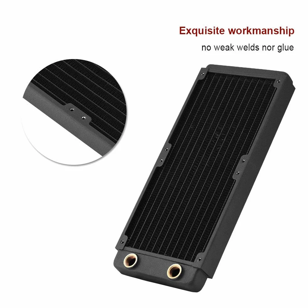 GOWENIC Wysokowydajny Wymiennik Ciepła Cieczy 360 Mm |Chłodnica Miedziana do Portu G1/4 Chłodzenia Wodnego Komputera PC (240 mm)