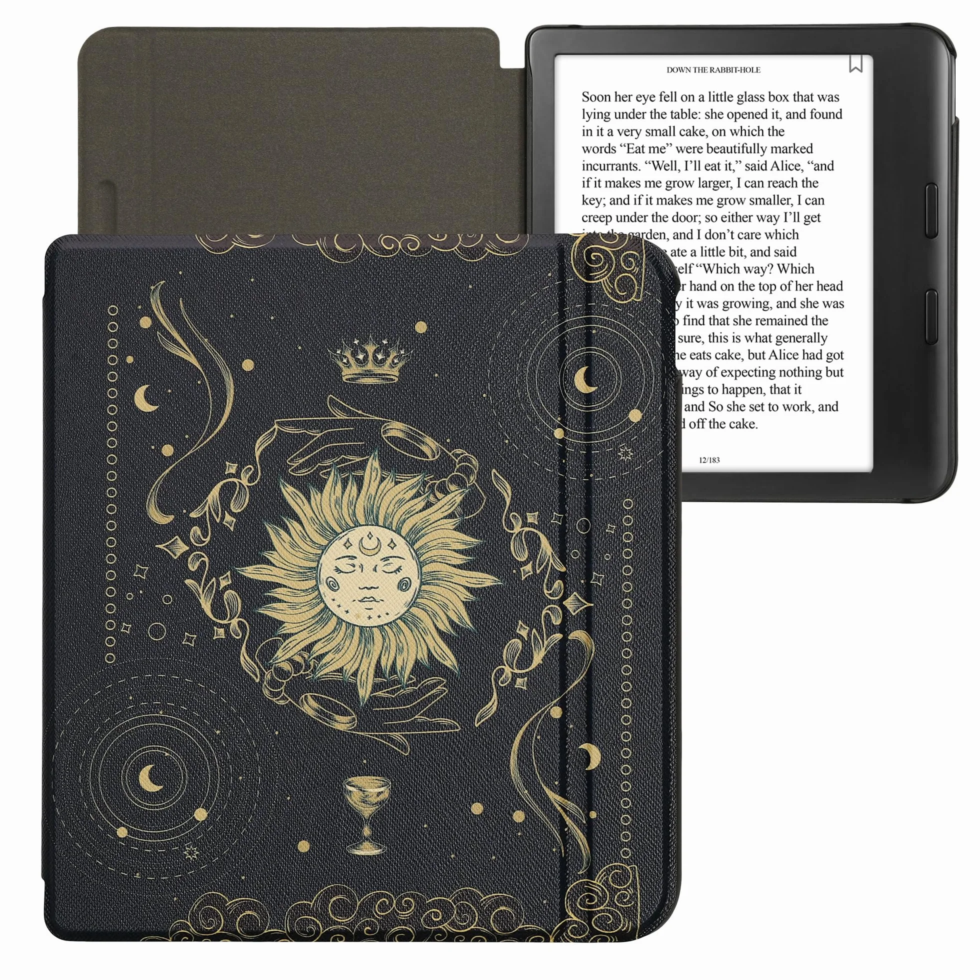 Kwmobile Etui z klapką kompatybilne z Kobo Libra Colour/Tolino Vision Color eReader Case karty tarota, ciemnoniebieskie, żółte, czarne