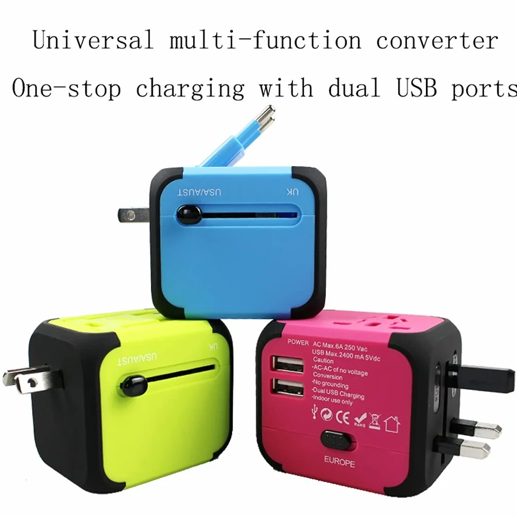 International Plug Converter, Gniazdo Travel Travel Carger, Międzynarodowa ładowarka AC. Adapter wtyczki z 2 Usb.