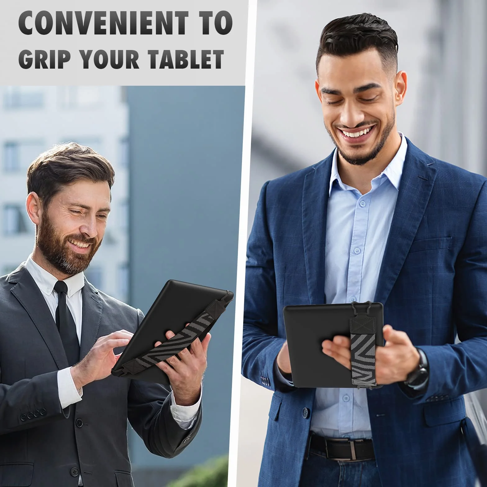 MoKo Security Hand-Strap for 9-11 Inch tablet, iPad/iPad Pro/iPad Air/Kindle Fire HD/Samsung, High-elasticity Versatile Hand Strap Lightweight Finger Grip Holder, Black
