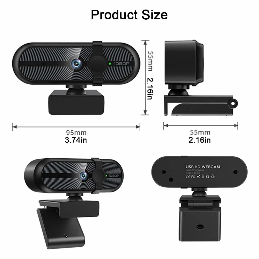 Kamera Internetowa USB HD PC Kamera Internetowa 1080P Z Mikrofonem, Wideokonferencje/klasy Online/gry Na Żywo, Wyczyść Dźwięk Stereo, Korekcja Światła(1080P+Tripod)
