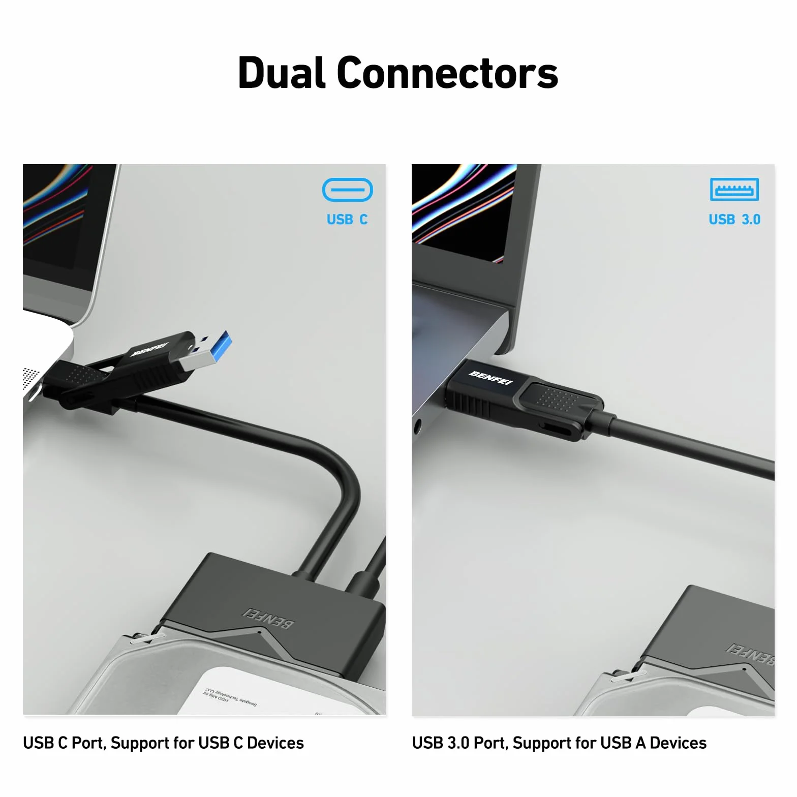 BENFEI Adapter USB 3.0 na SATA III 2,5/3,5 cala HDD/SSD 12V 2A UASP