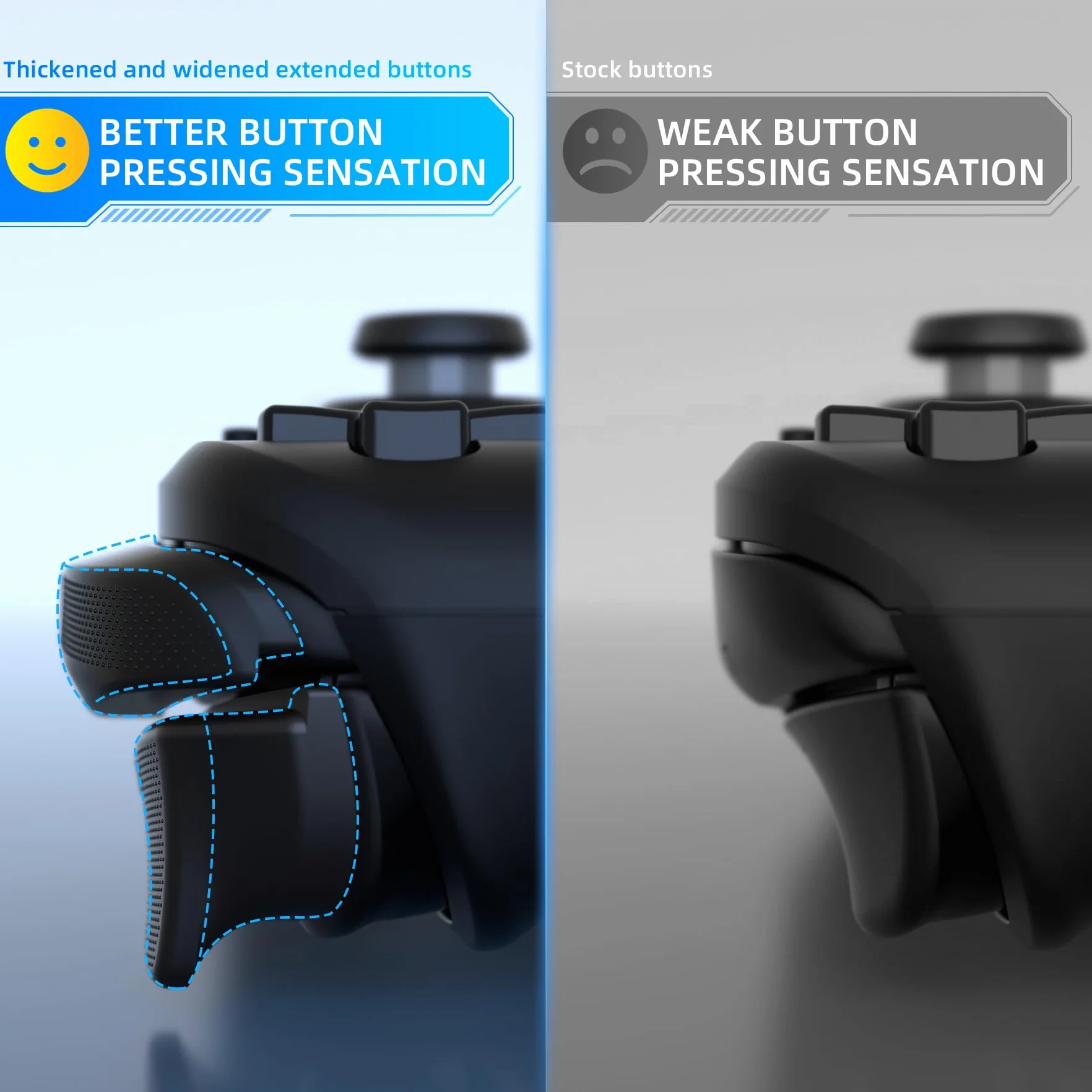 PlayVital LR INCREASER Trigger Stop Shoulder Buttons Extension do Steam Deck LCD,L1R1L2R2 Przycisk Wyzwalacza do Steam Deck OLED,Przedłużacze Zderzaka do Steam Deck-Czarny