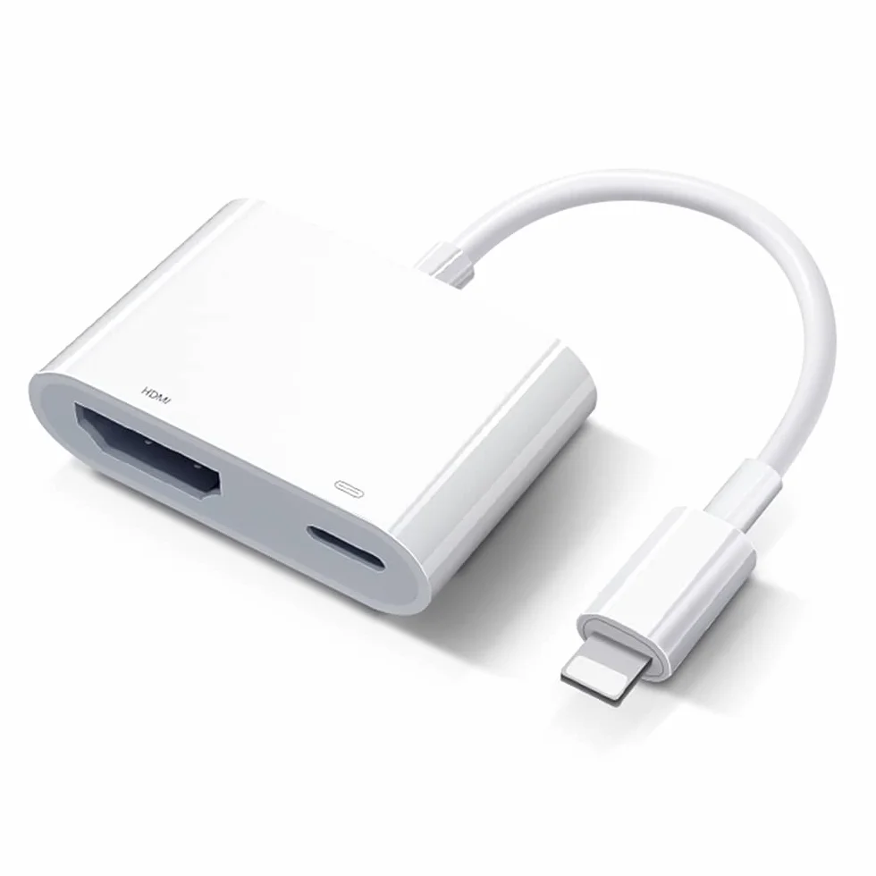 Adapter cyfrowy AV Lightning Adapter [Apple MFi] iPhone iPad HDMI Lightning TV do HDMI Kabel Plug and Play dla iPhone 14/13/12/SE/11/XS/XR/X/8/7/iPad do TV/HDTV/Monitor/Projector
