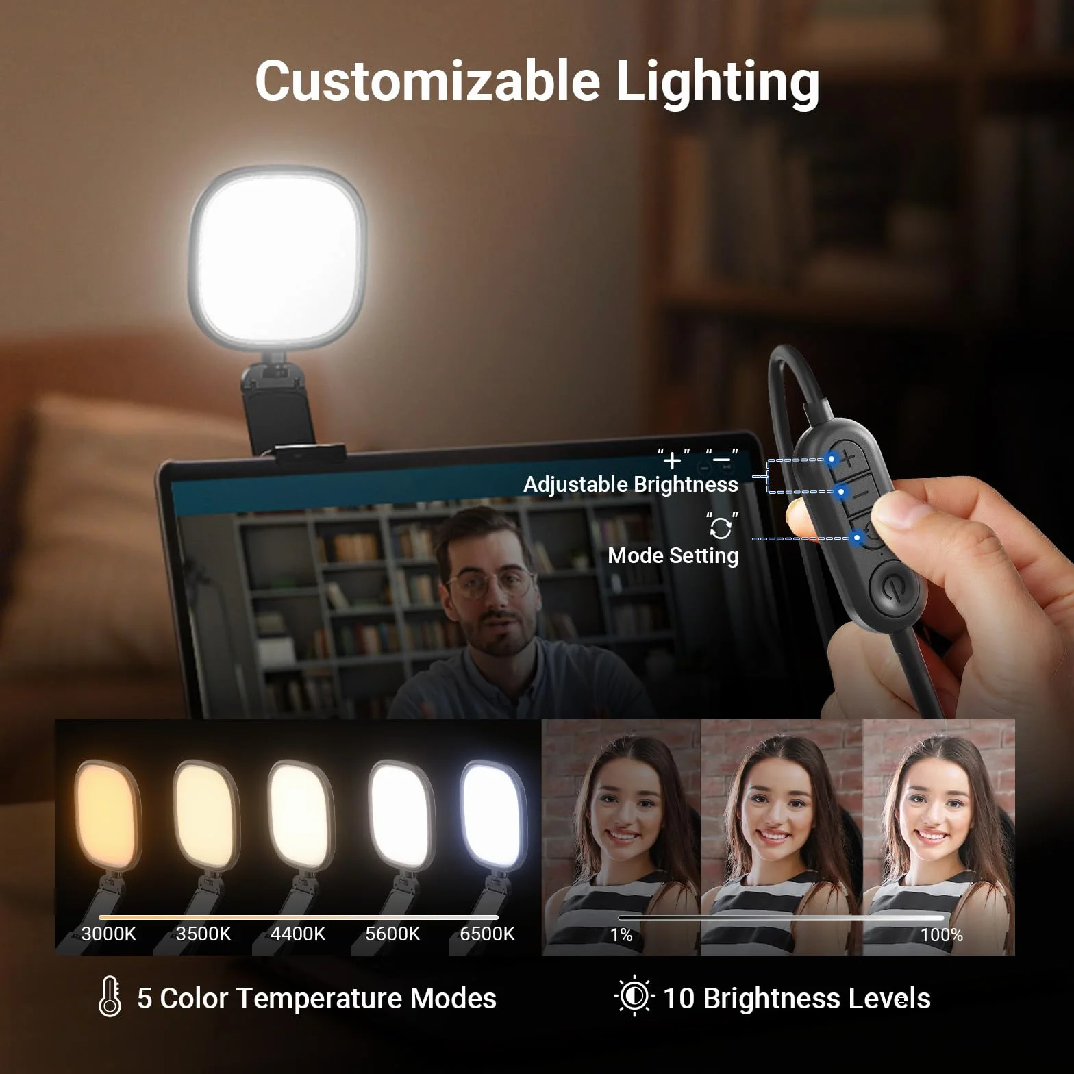 NEEWER Basics podświetlany kij do monitora 5" 10 W z podstawką, dwukolorowy panel USB LED, CRI95, lampa biurkowa do laptopa, kamera internetowa, wideokonferencje, zoom, połączenia, streaming, NL10