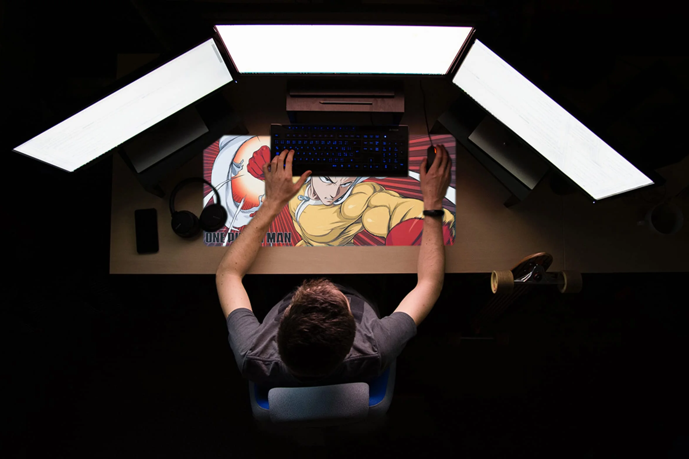Grupo Erik: Podkładka pod mysz One Punch Man Saitama | Podkładka pod mysz XXL, antypoślizgowa podstawa, 100% wodoodporna i jakość wykończenia | Duża podkładka pod mysz 80 x 35 cm