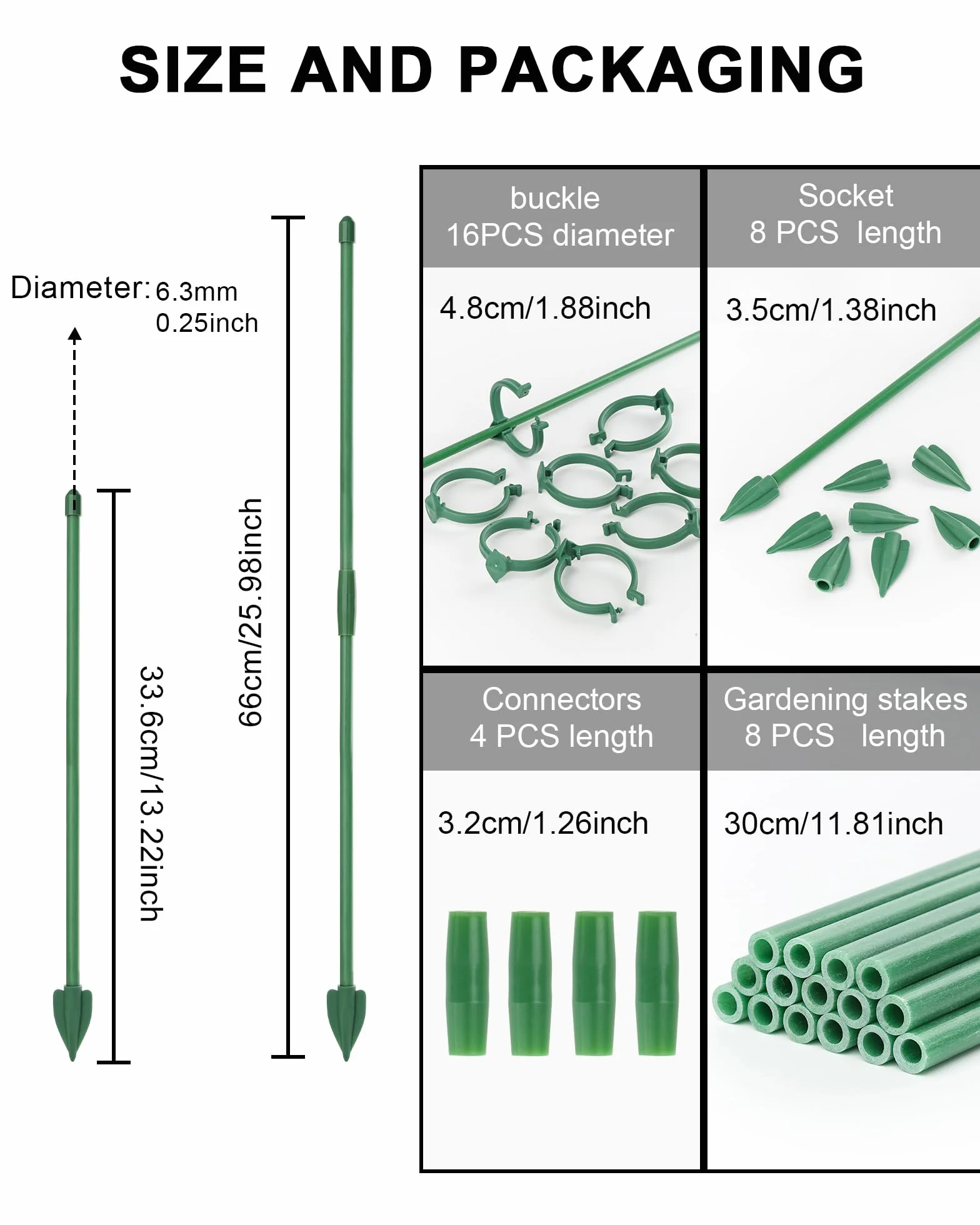 Podpórki do Roślin 8 Sztuk Regulowane 30 cm Zielony