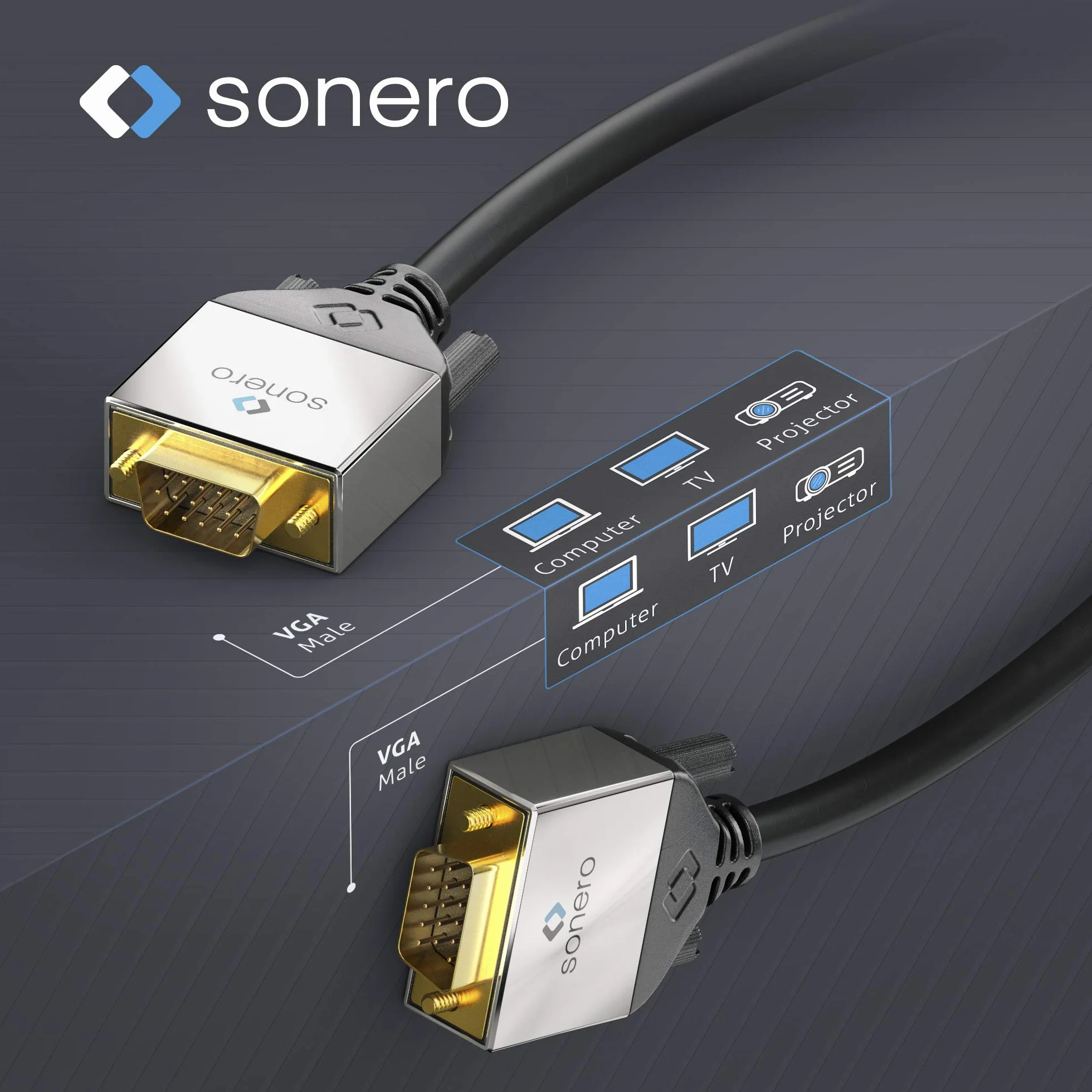 Sonero Kabel VGA 1 m FullHD 1920x1080 czarny