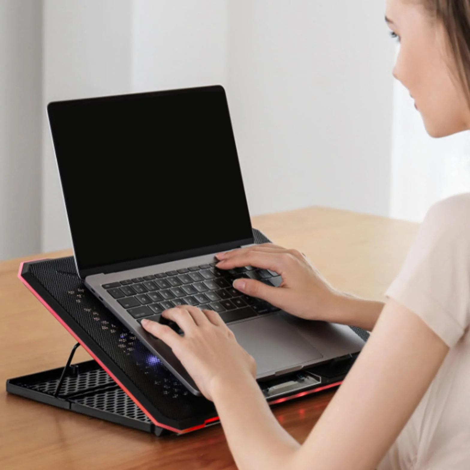 Podkładka chłodząca do laptopa z 13 lekkimi wentylatorami, cicha praca dla urządzeń 14-21 cali ustawienie 8 wysokości podkładka chłodząca do laptopa stojak gamingowy wentylator na laptopa