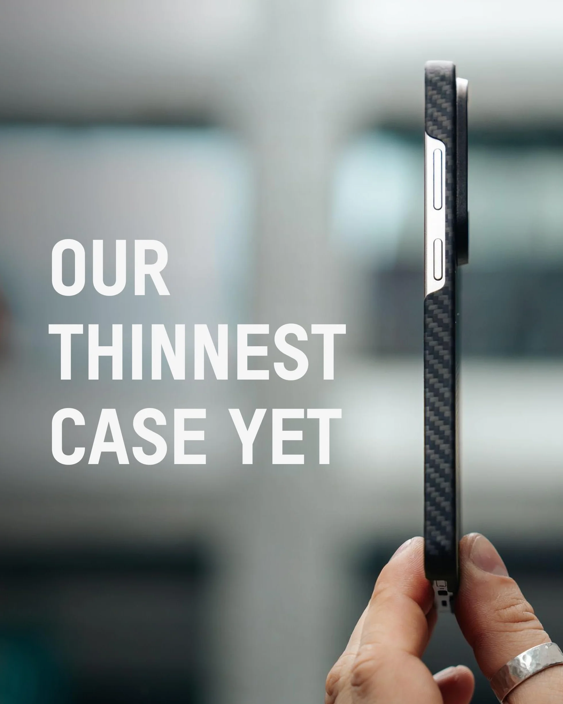 Mous Slim etui na iPhone Air 6,5", kompatybilne z MagSafe – Super Thin – Magnetyczne etui na iPhone 17 Air z włókna węglowego, kolor czarny