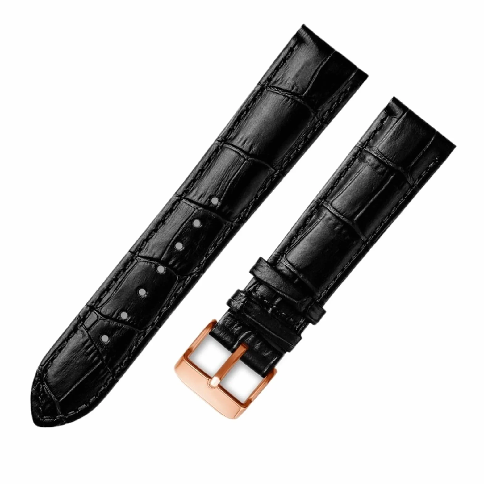 YINGO Bransoletka Z Prawdziwej Skóry Uniwersalny Skórzany Pasek Do Zegarków | 14 16 18 20 mm 21 m 22 mm 23 mm Taśma(Black rose buckle,20mm)