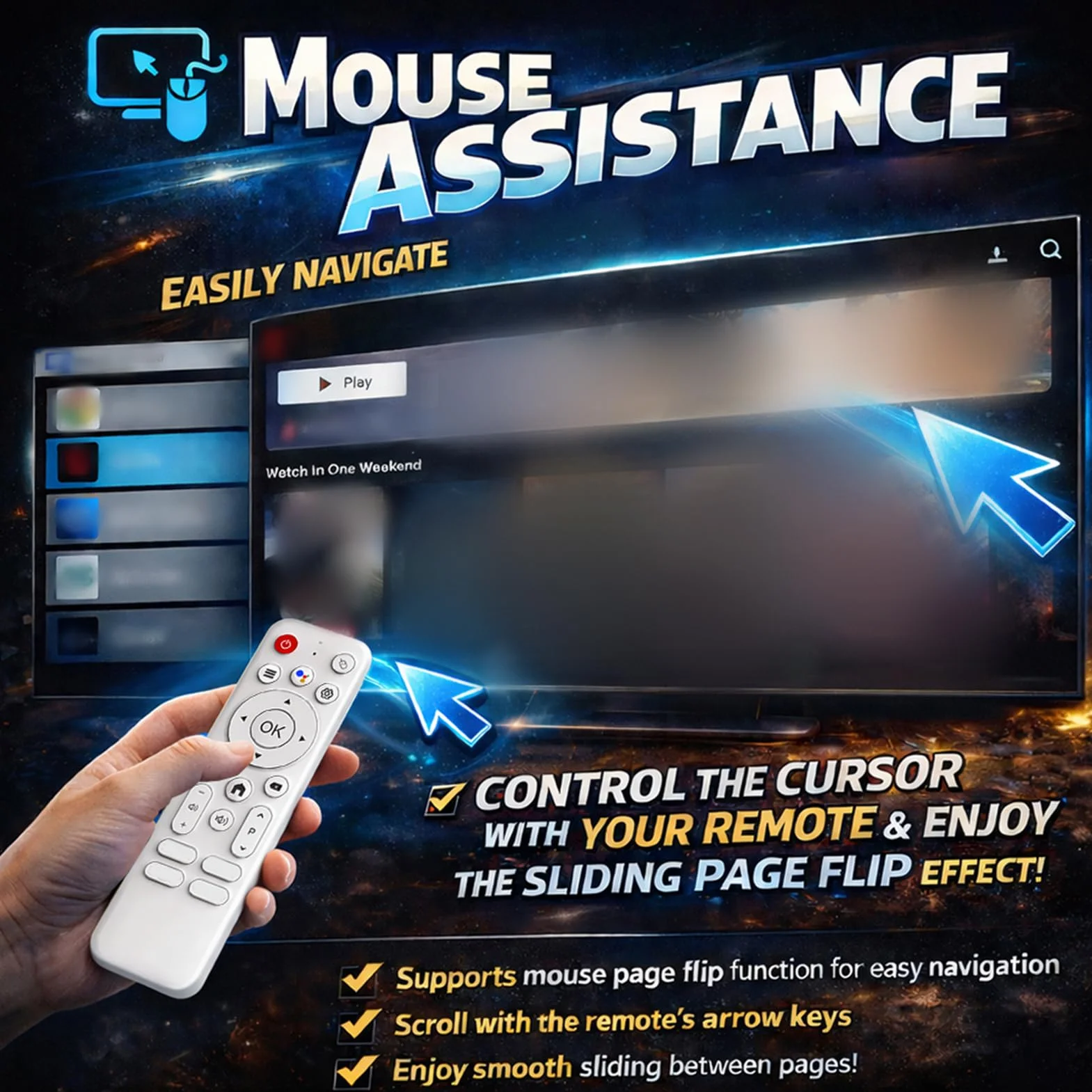 TV Box dla Systemu Android 14, Odtwarzacz Multimediów Strumieniowych 4K Ultra HD, 2 GB RAM i 16 GB ROM, Smart Box z funkcją Zdalnego Dostępu Głosowego, Obsługa TV Stick 2,4