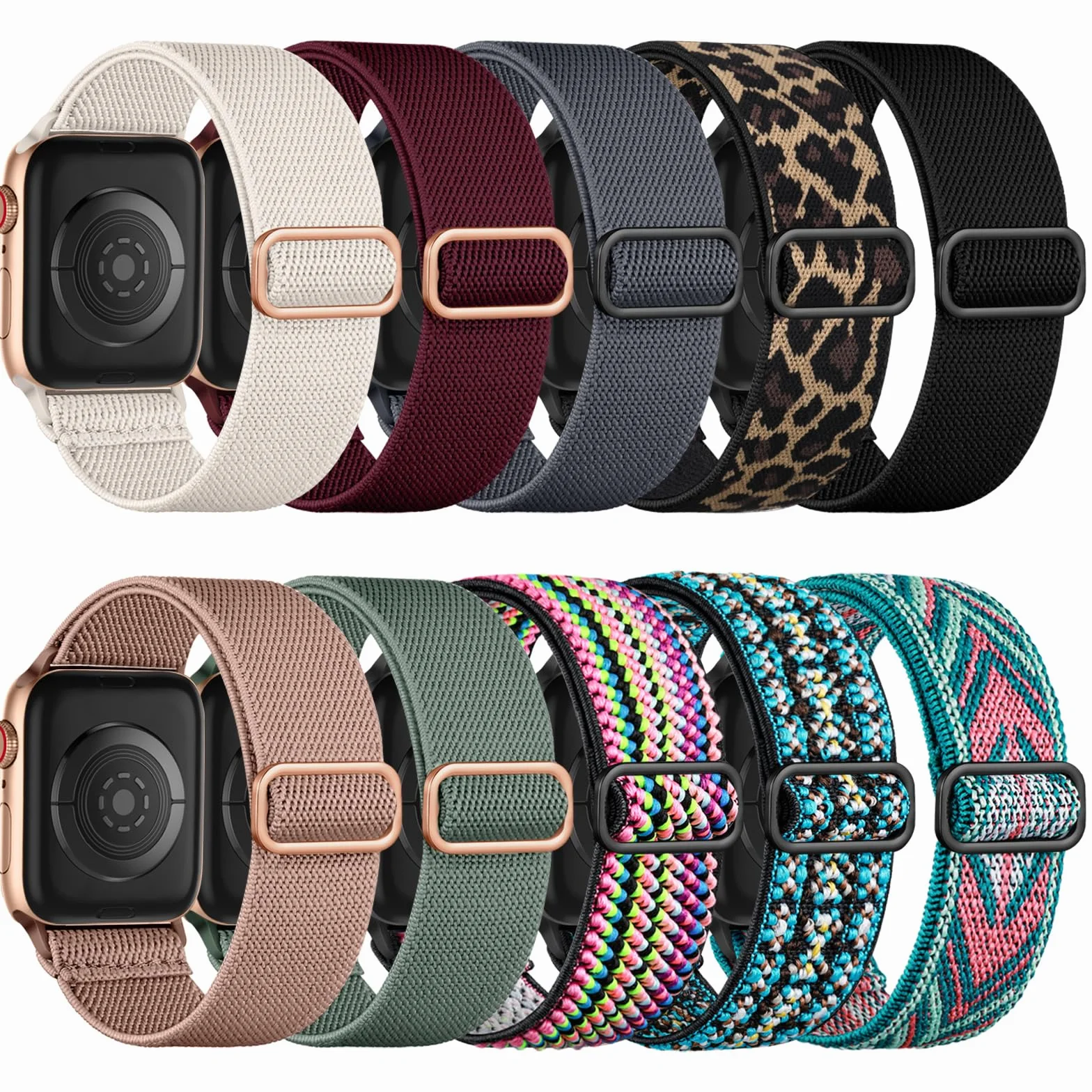 Elastyczny pasek nylonowy kompatybilny z Apple Watch 40-49 mm do iWatch Series 11-5