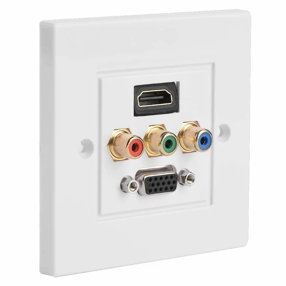 Goshyda HDMI VGA 3 w 1 wbudowany panel ścienny multimedialny audio wideo do okablowania inżynieryjnego