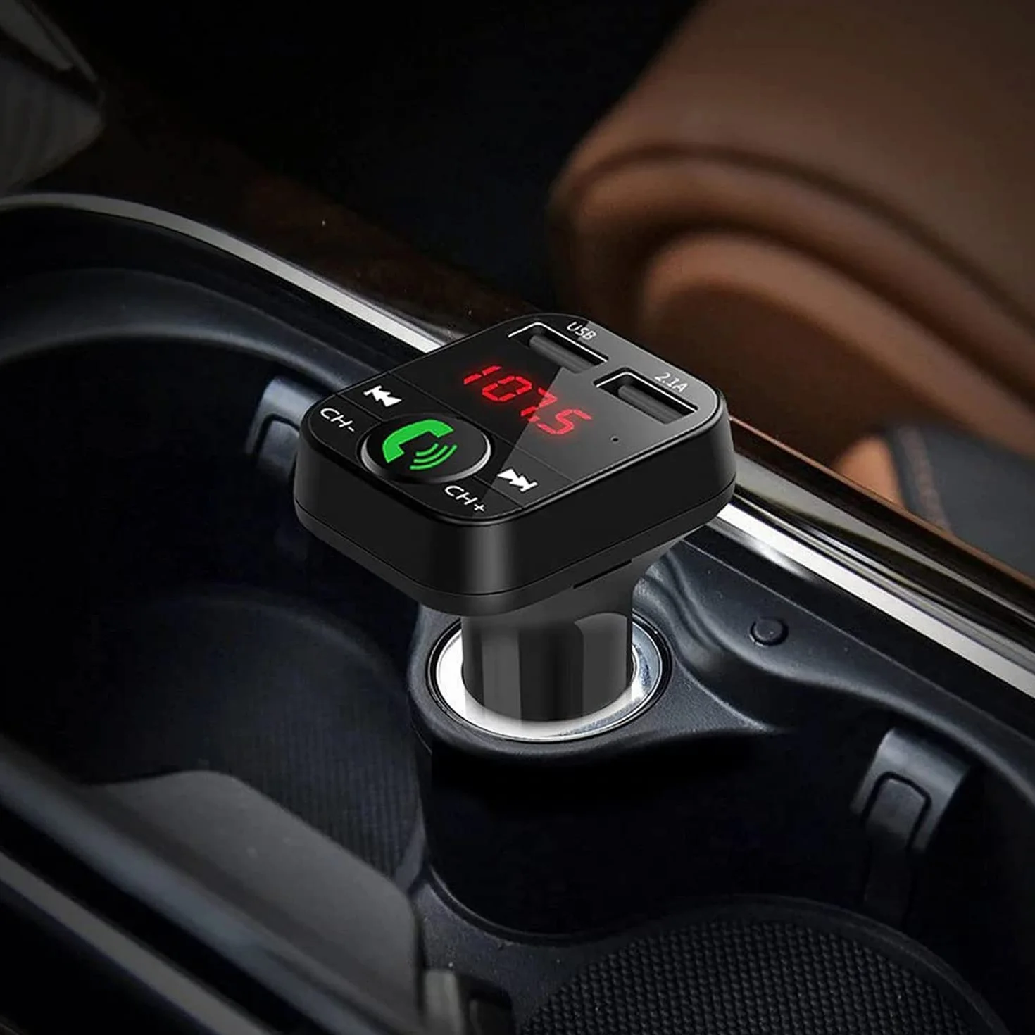 NK Bluetooth FM Transmitter Car Truck 12/24V zestaw głośnomówiący Bluetooth V5.0 EDR odbiornik FM adapter radiowy USB szybkie ładowanie 2.1A