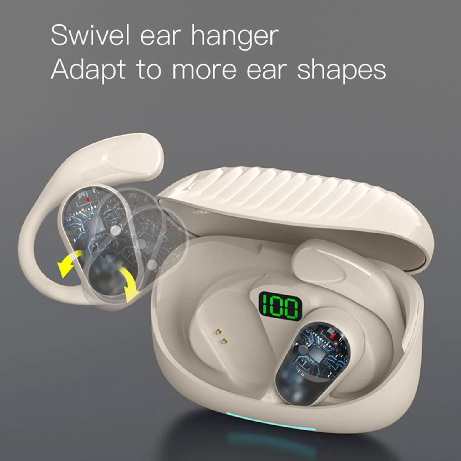 Słuchawki Bluetooth Bezprzewodowe słuchawki douszne, słuchawki wodoodporne sportowe, Bluetooth 5.3, z etui ładującym, z wyświetlaczem LED baterii do uprawiania sportu/treningu/siłowni/biegania/1475