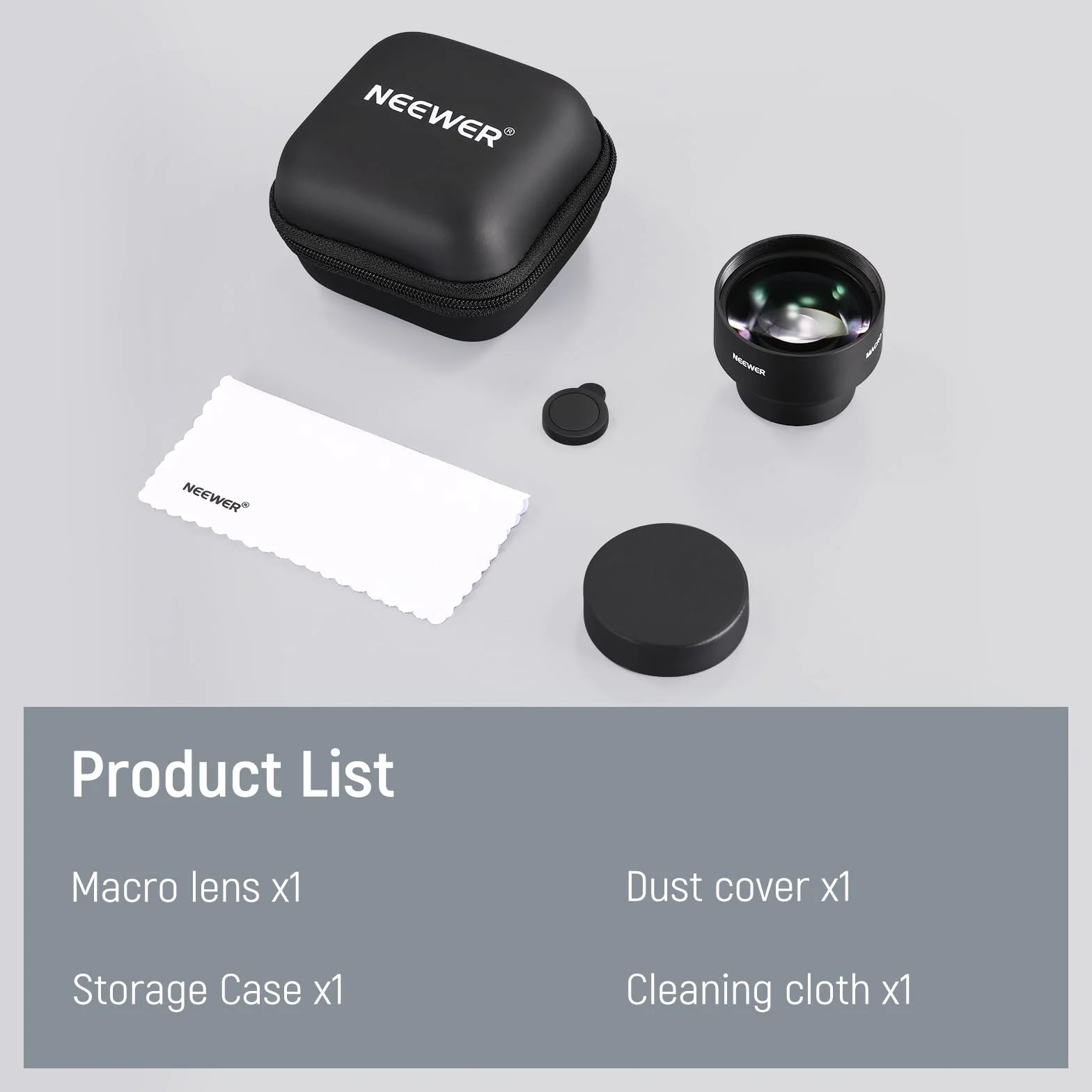 NEEWER Obiektyw makro HD 105 mm tylko do tylnej płyty gwintowanej 17 mm, kompatybilne z SmallRig Neewer iPhone Samsung, etui na telefon z adapterem obiektywu 17 mm, gwint przedni 46 mm, LS-26