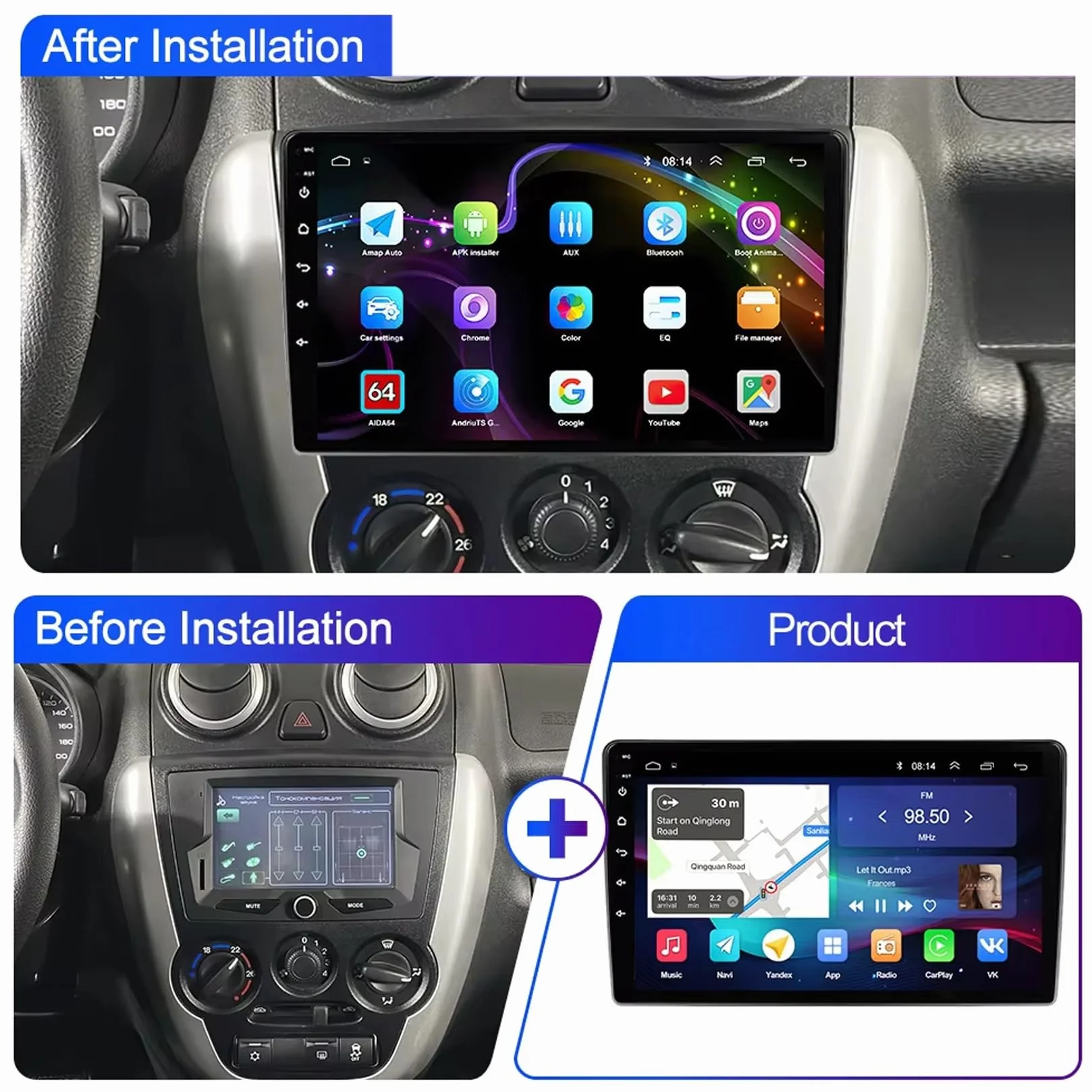 Samochodowe radio z ekranem dotykowym i systemem Android 15, do modelu Lada VAUXHALL Granta Sport 2011-2018, z nawigacją BT FM, DSP i RDS, sterowaniem z kierownicy, kamerą cofania, ekranem d