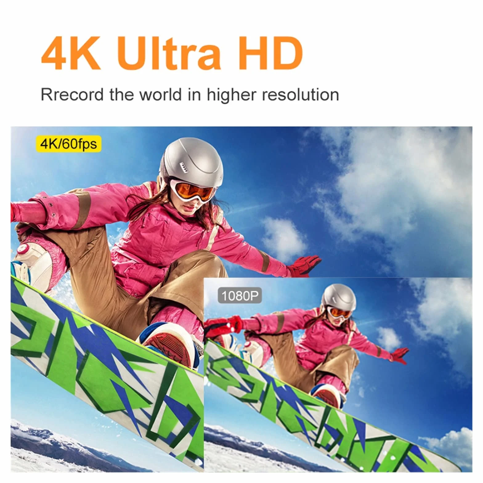 Kamera sportowa ze stabilizacją obrazu, Kamera akcji 60 klatek na sekundę 4K 16 MP 2,0-calowy wyświetlacz LCD EIS 4-krotny zoom Nagrywanie wideo 30 m Wodoodporny kask sportowy Go Pro Cam Wysoka liczba