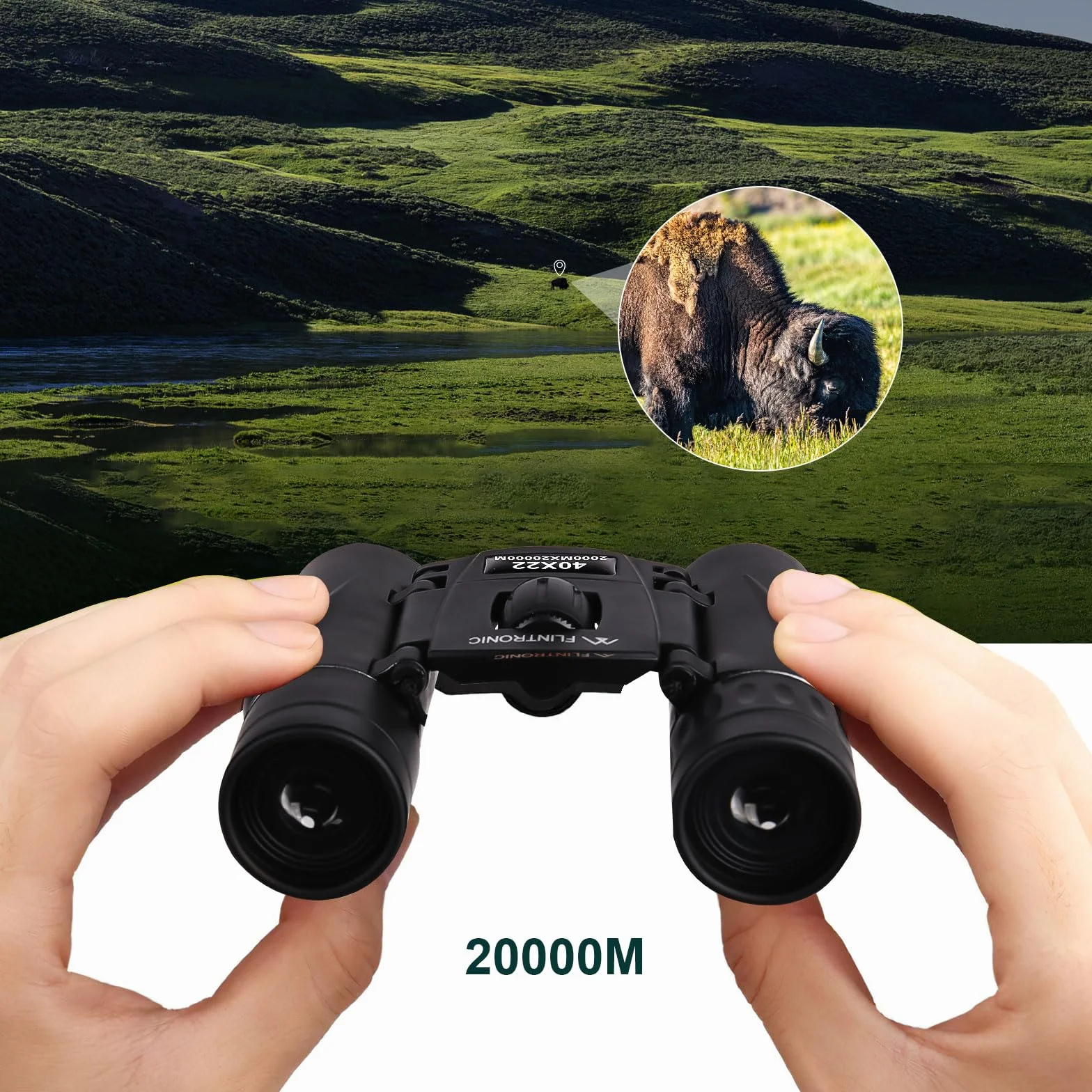 Flintronic Mini Lornetka Profesjonalna 40 x 22 HD - Wodoodporna, Składana, Kompaktowa i Lekka do Polowania, Zwiedzania, Obserwacji Ptaków i Wędrówek