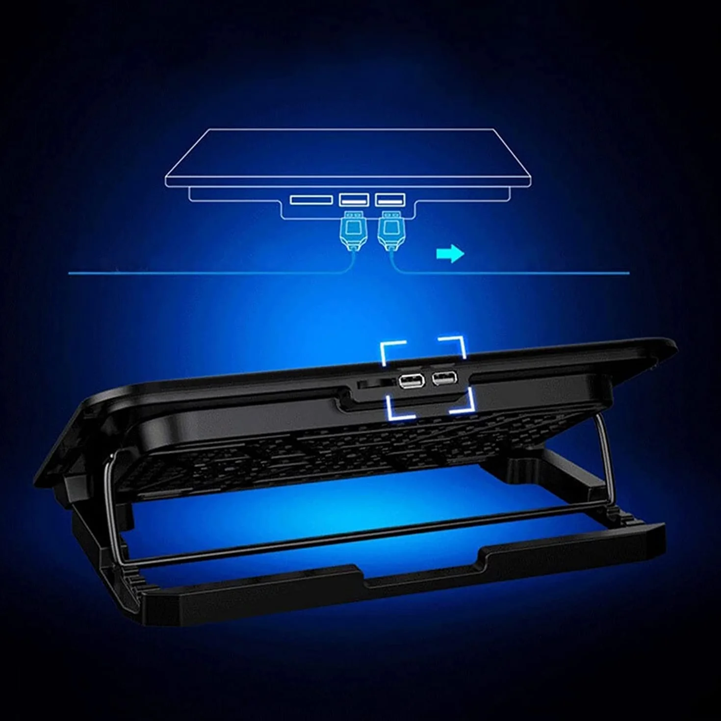 Chłodziarka do Laptopa Przenośny Sześć Wentylatorów Chłodzenie Laptopa Do Gier Notebook Podkładka Chłodząca Do Laptopa 2 Port USB Stojak Na Notebooka Do Laptopa Stojak na Wentylator do Laptopa(Blue)