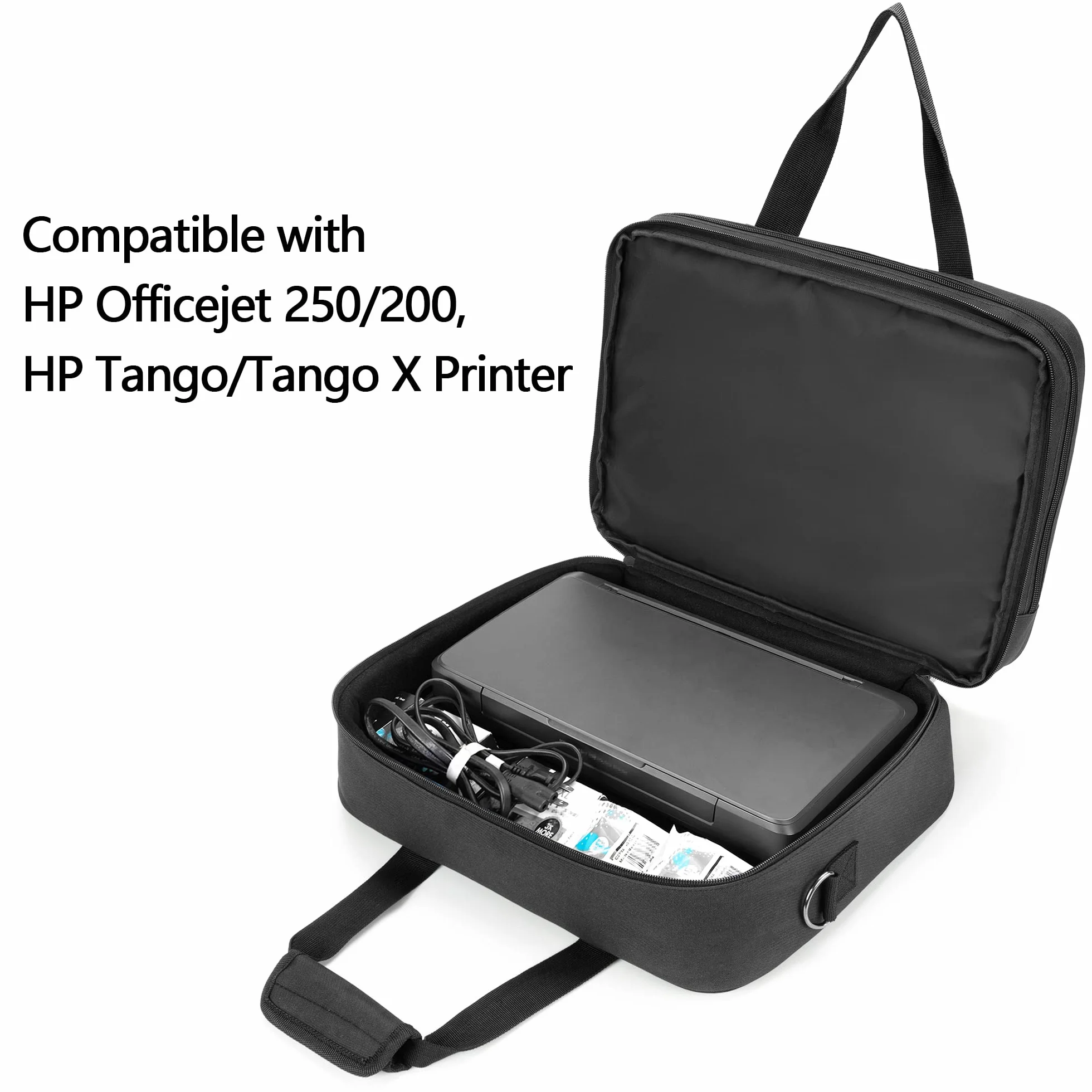 SAMDEW Dwuwarstwowa Torba do Przechowywania Przenośnych Drukarek Mobilnych, Kompatybilna z HP Tango/Tango X, HP Officejet 250/200, Futerał na Drukarkę z Warstwą Laptopa (do 15,6"), Sama Torba