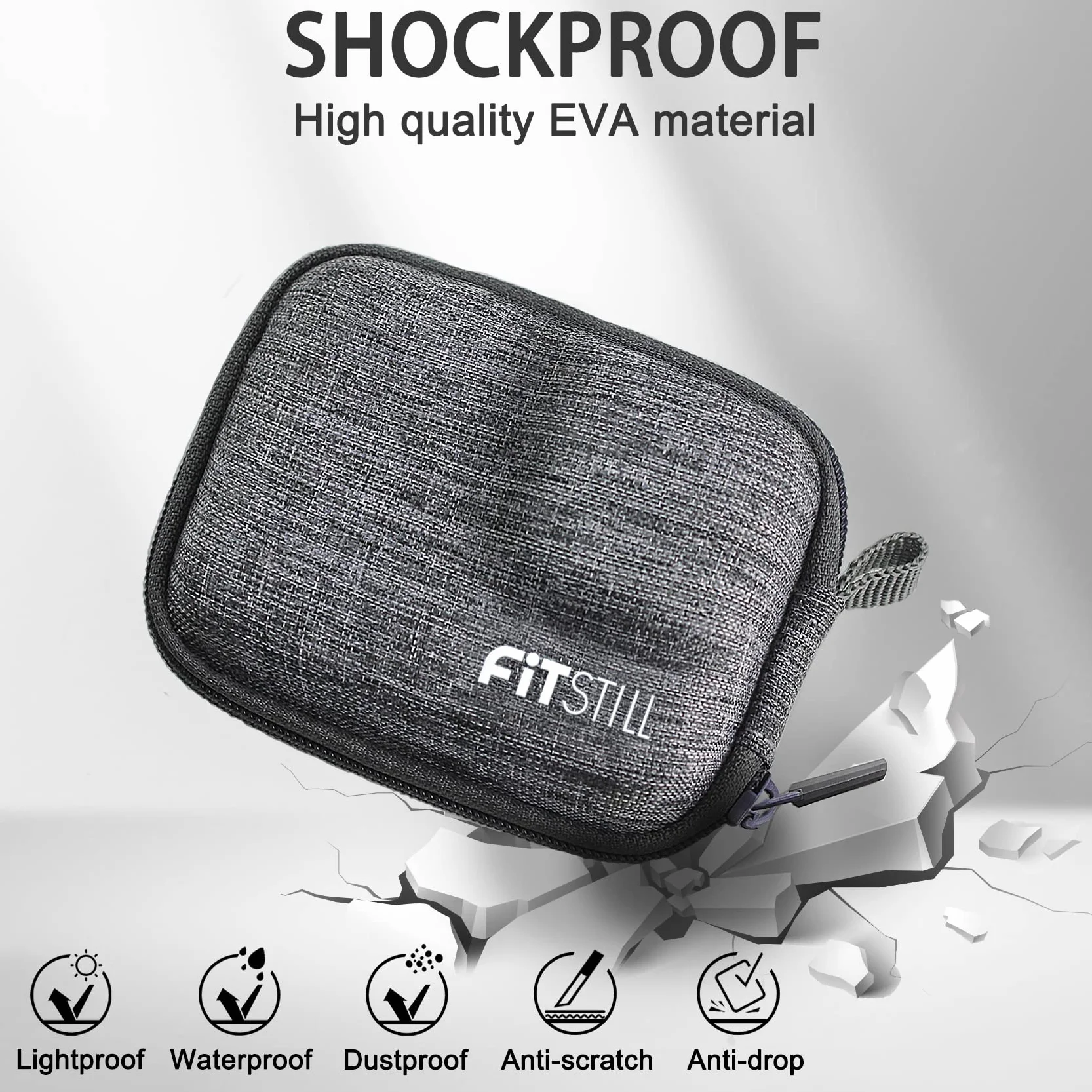 FitStill Mini etui ochronne do Go Pro Hero 12/11/10/9/8/7/6/5 torba podróżna z twardą skorupą DJI Osmo Action 1, Campark, YI