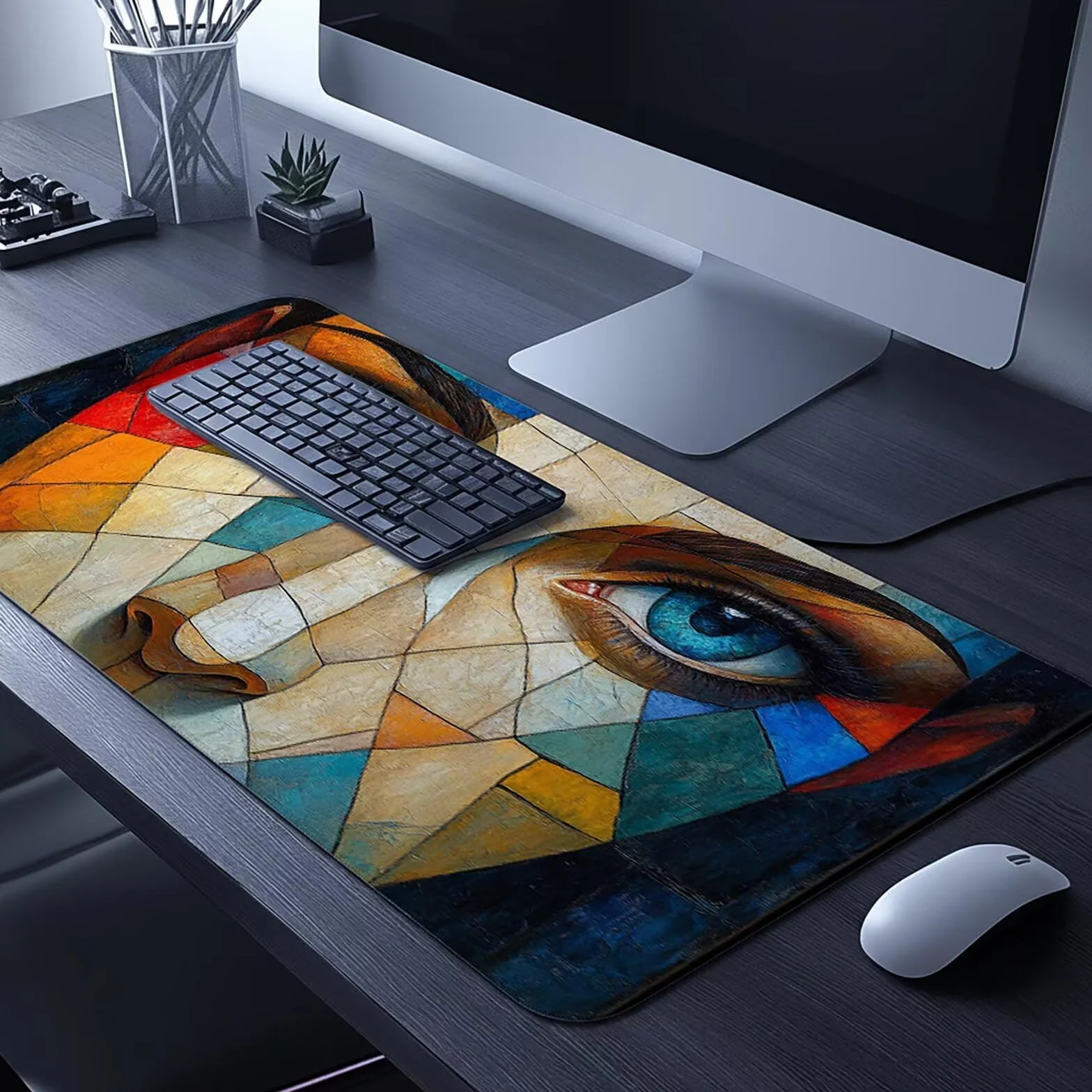 Podkładka pod mysz, abstrakcyjna podkładka pod mysz, XXL, 60 x 140 x 0,3 cm, wodoodporna, gamingowa podkładka pod mysz, dokładność i prędkość, akcesoria do gier, laptop, biuro, prezent dla mężczyzn